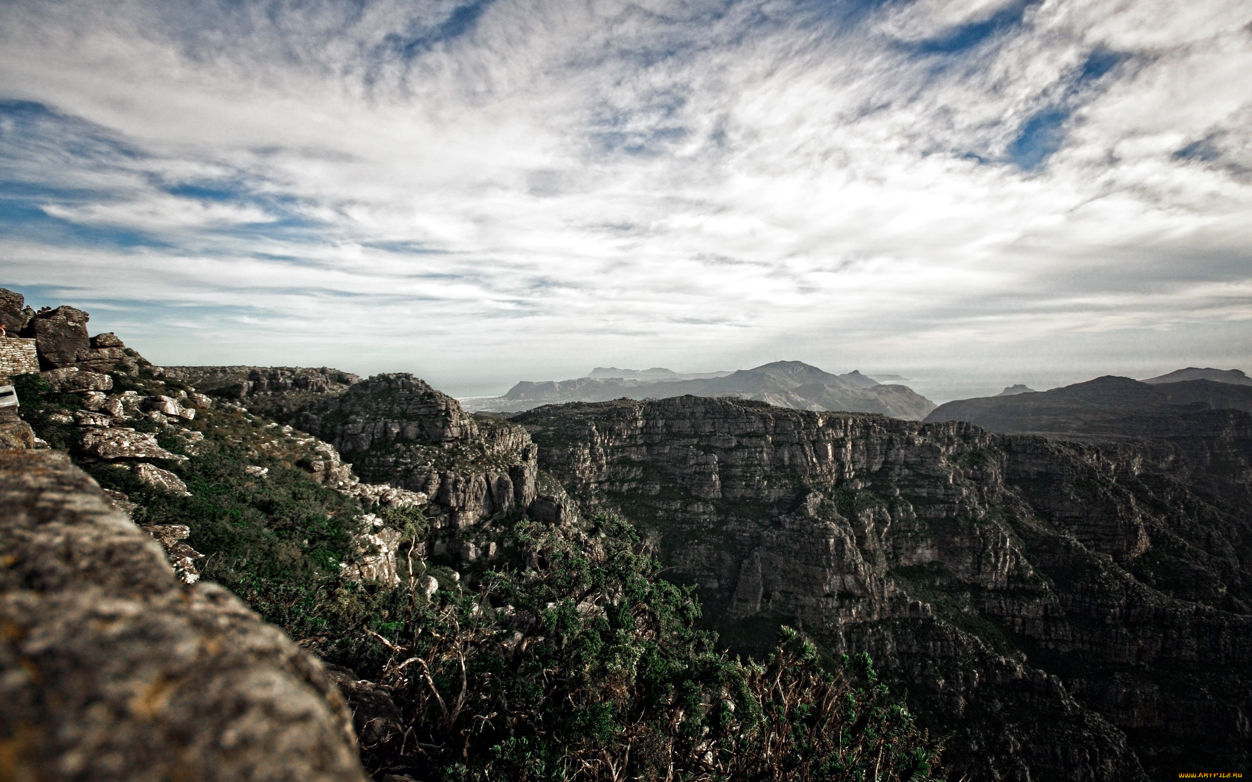 природа, горы, вершины, облака