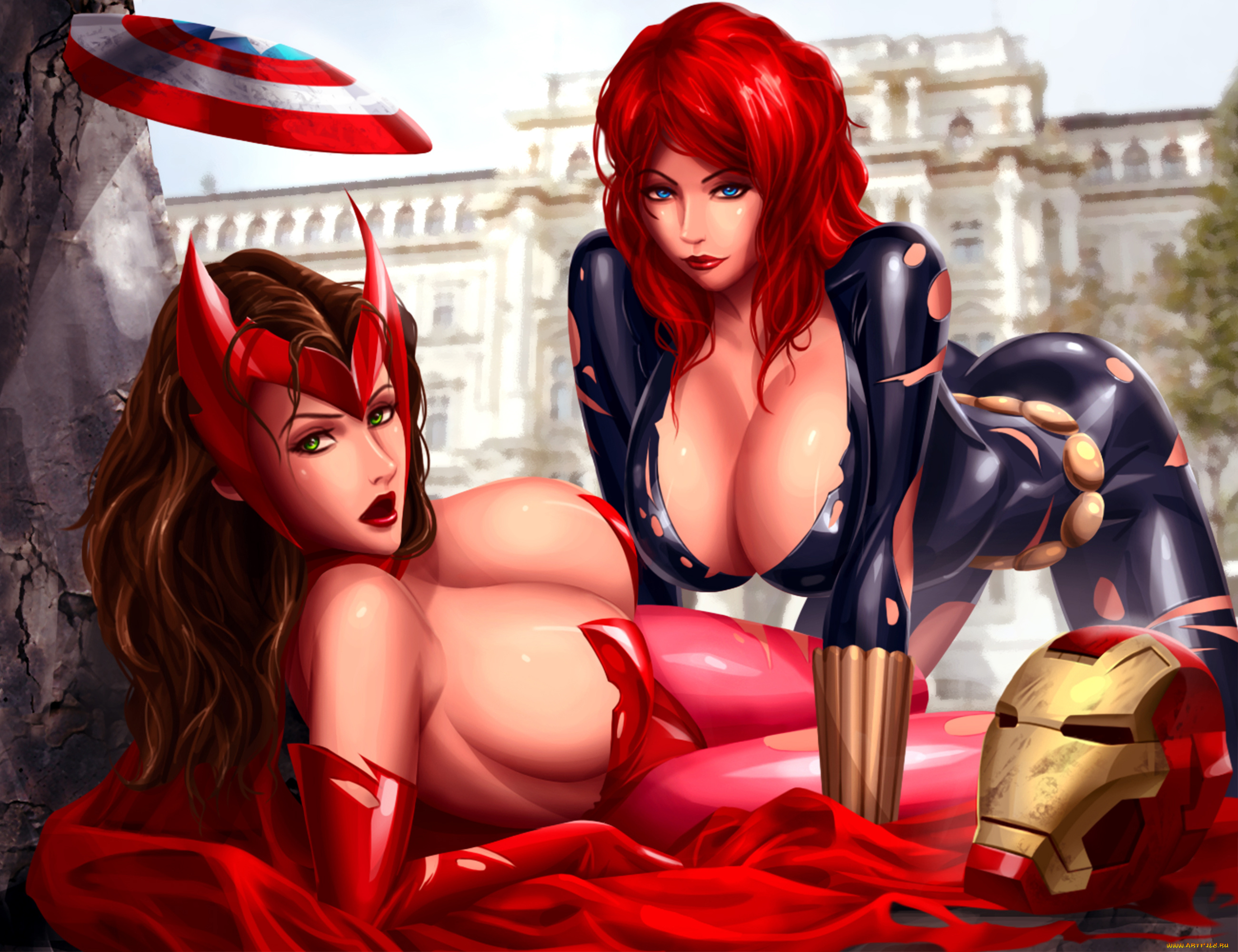 фэнтези, девушки, униформа, взгляд, фон