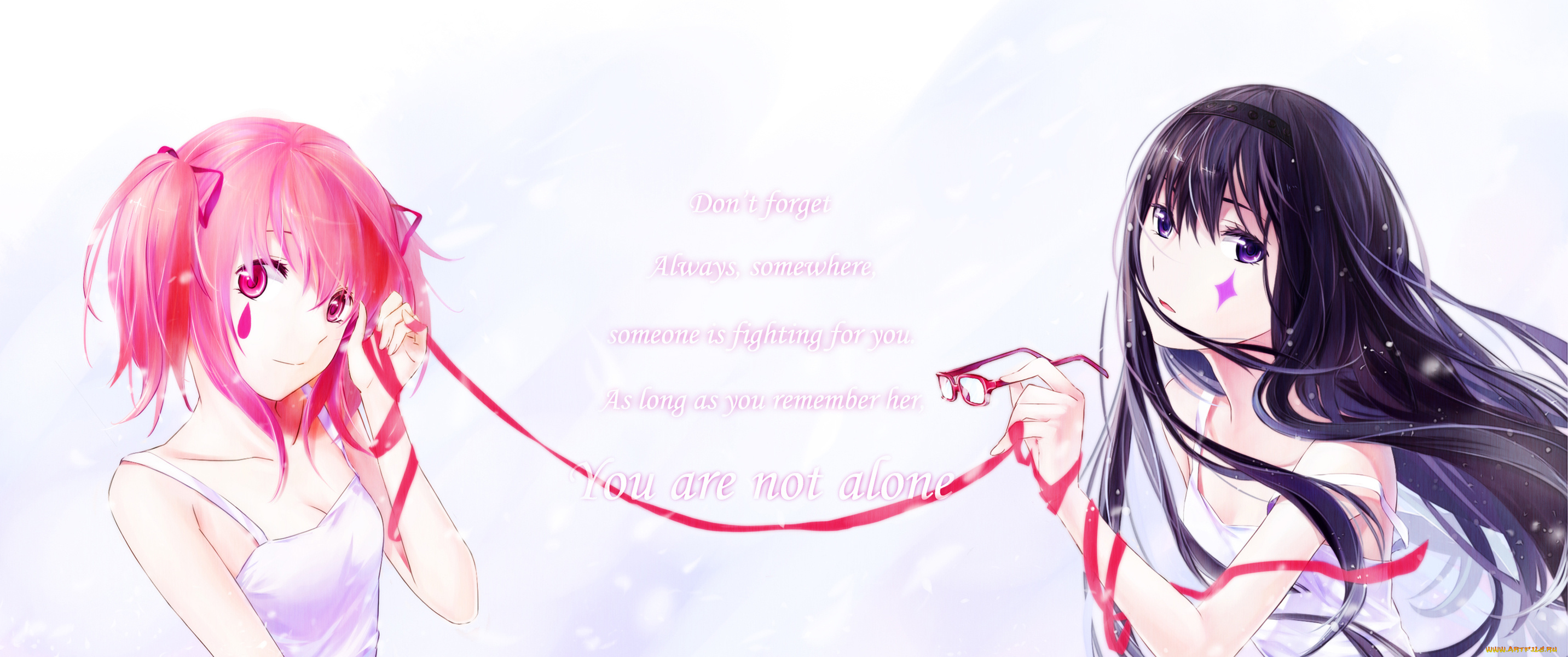 аниме, mahou, shoujo, madoka, magika, фон, взгляд, девушки