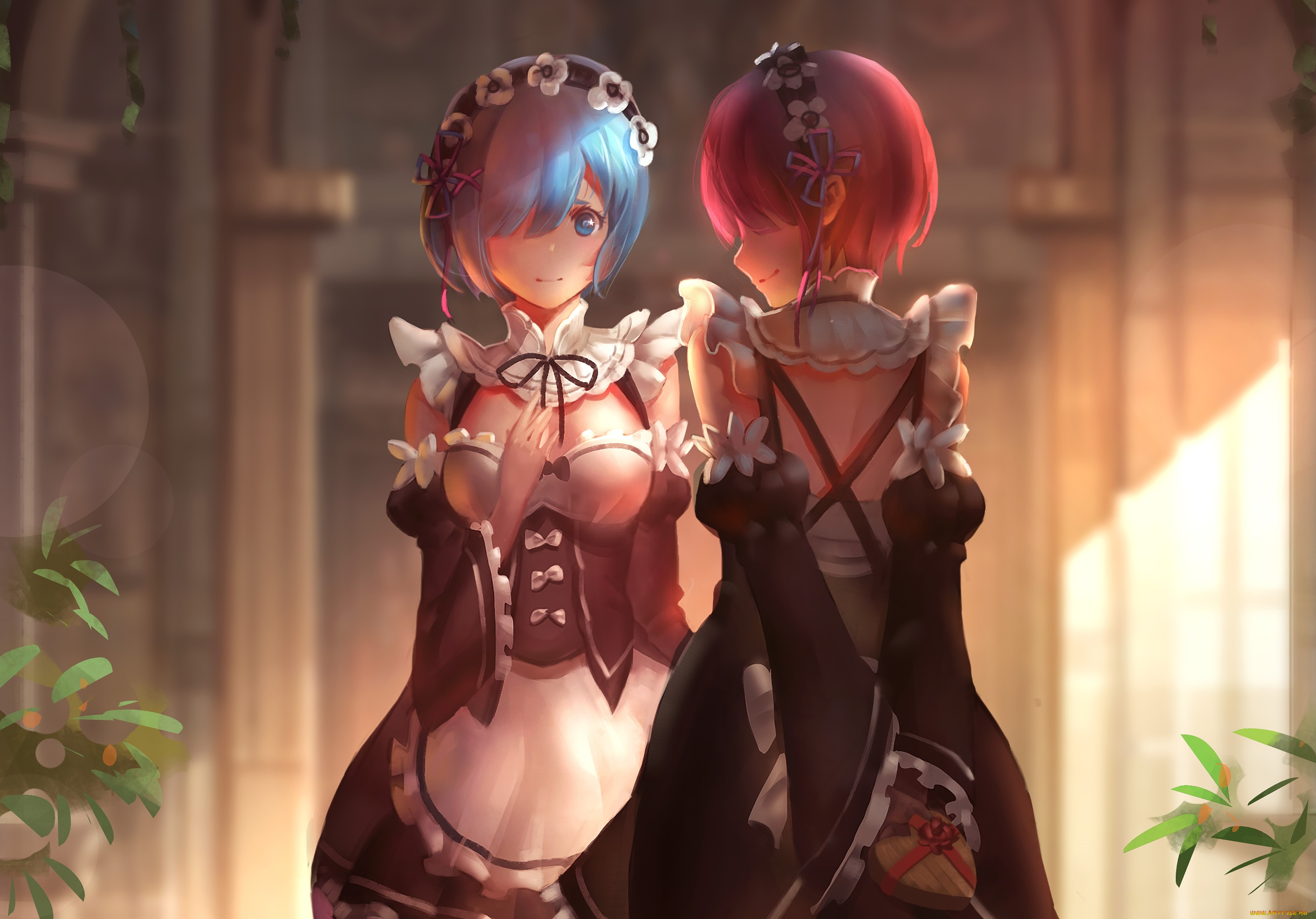 аниме, re, , zero, kara, hajimeru, isekai, seikatsu, рем, рам