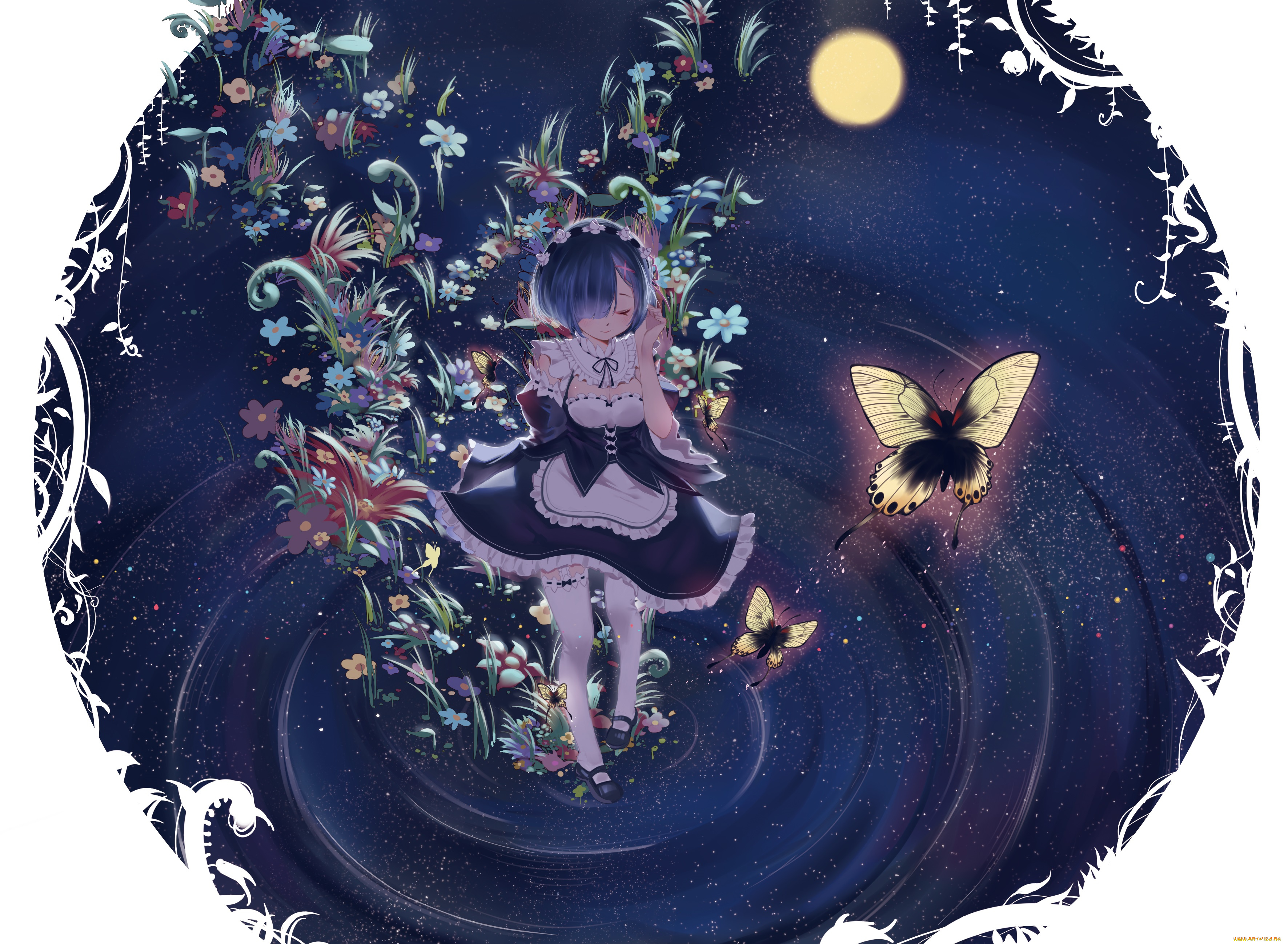 аниме, re, , zero, kara, hajimeru, isekai, seikatsu, рем