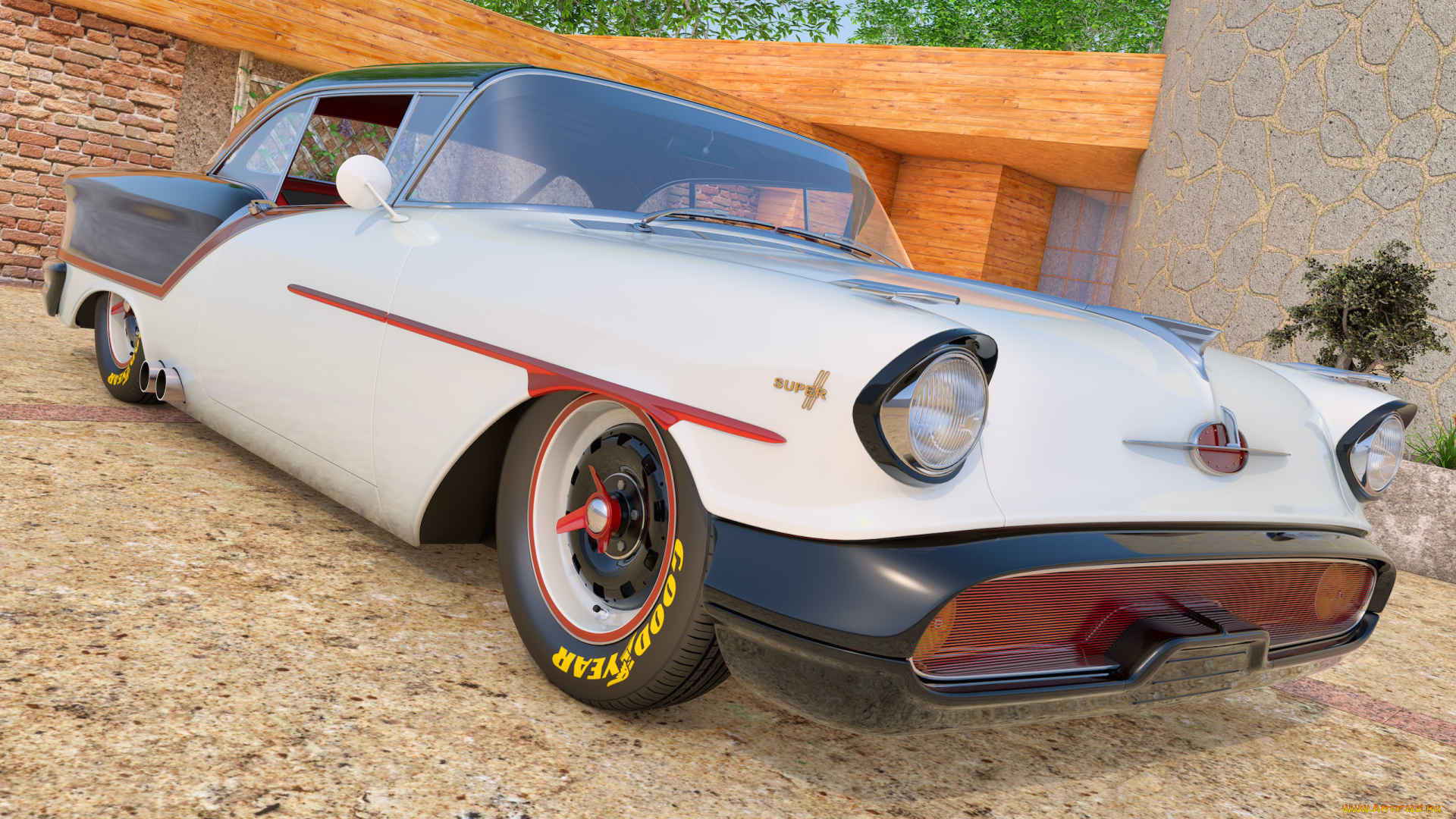 автомобили, 3д, фон, автомобиль