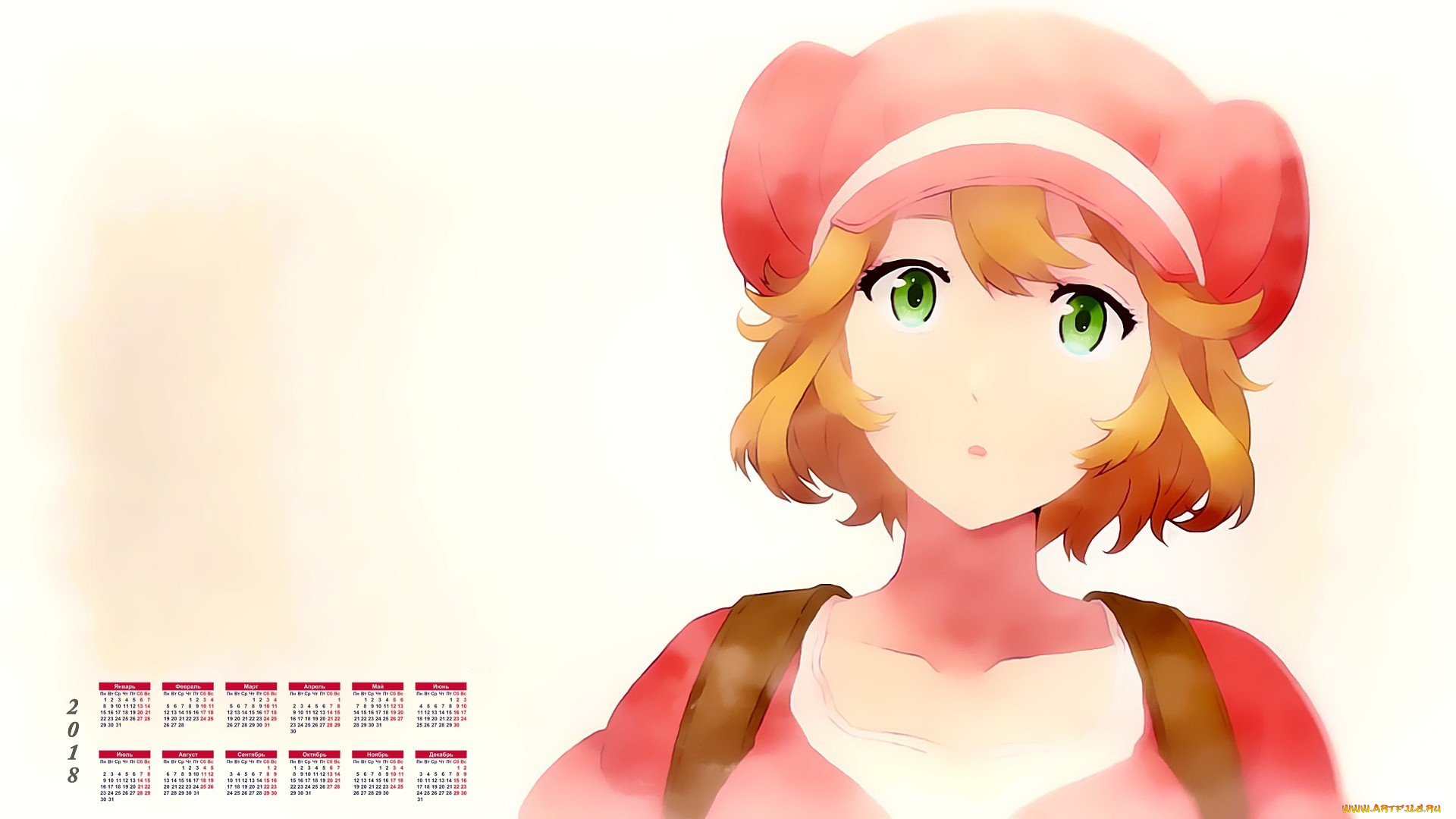 календари, аниме, лицо, взгляд, девушка, 2018