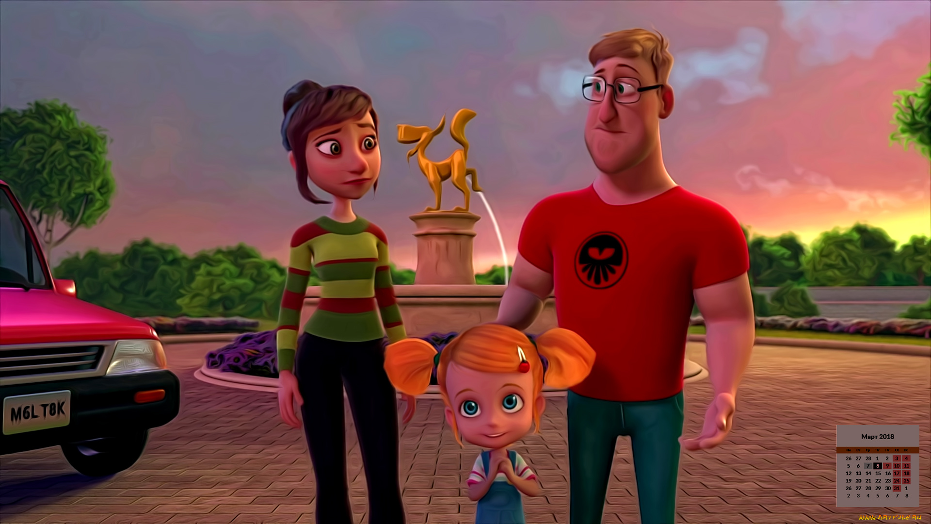 календари, кино, , мультфильмы, 2018, женщина, взгляд, девочка, мужчина