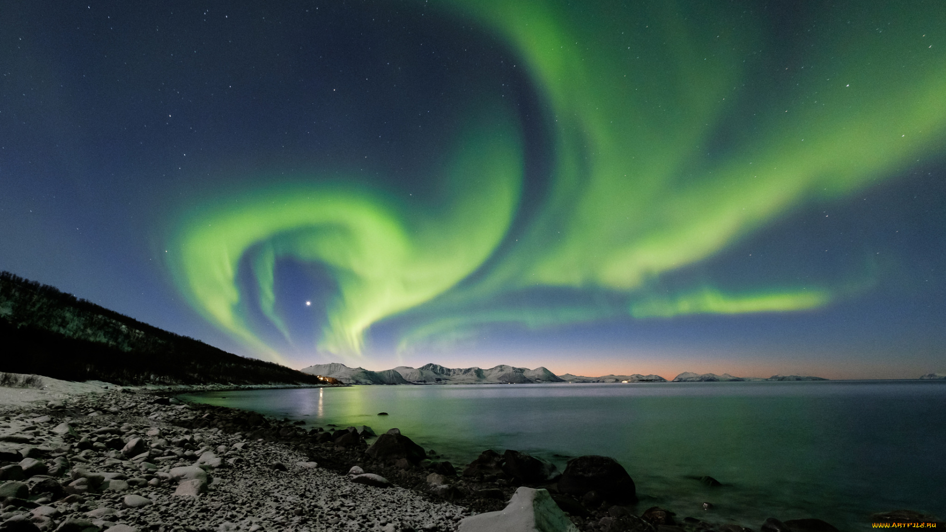 природа, северное, сияние, простор