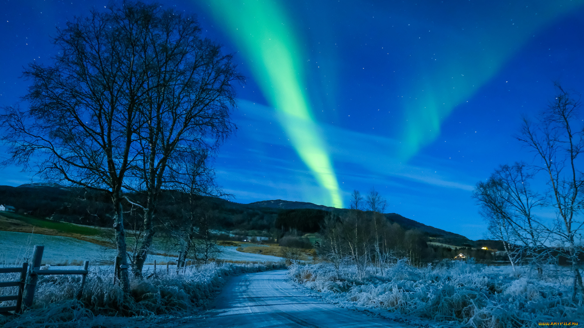 природа, северное, сияние, простор