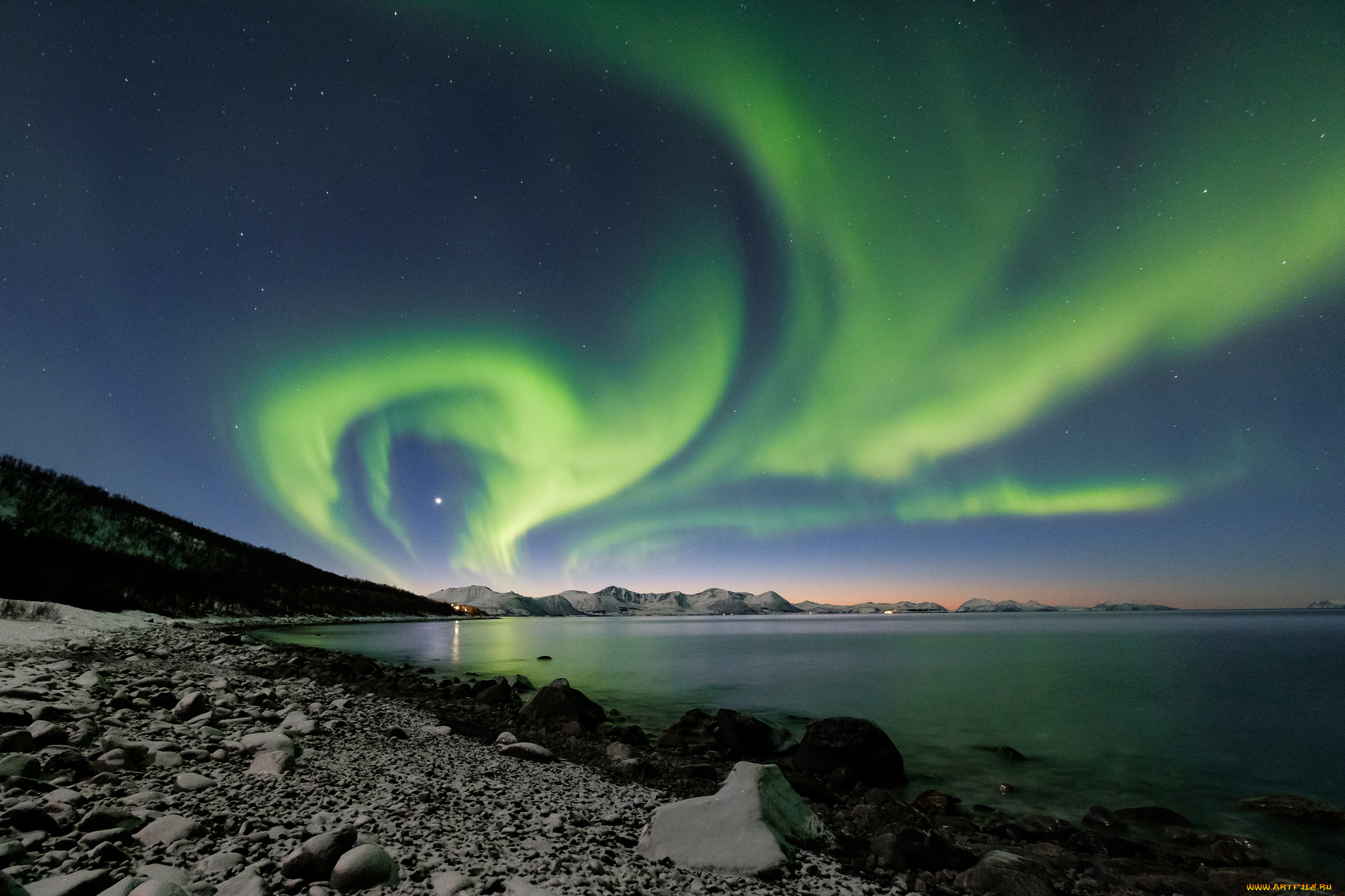 природа, северное, сияние, простор