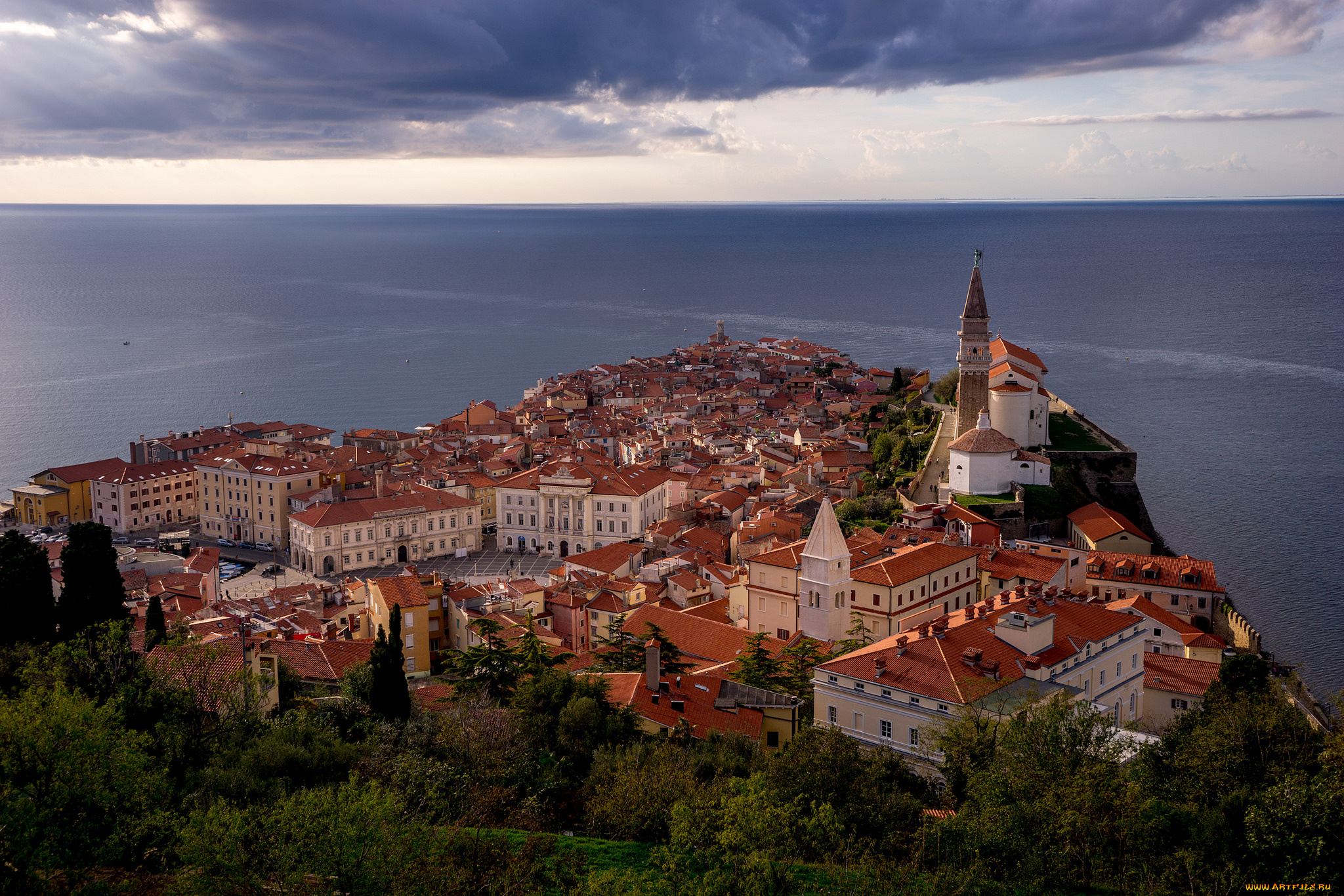 piran, , slovenia, города, -, панорамы, простор, адриатическое, море, словения, пиран, побережье
