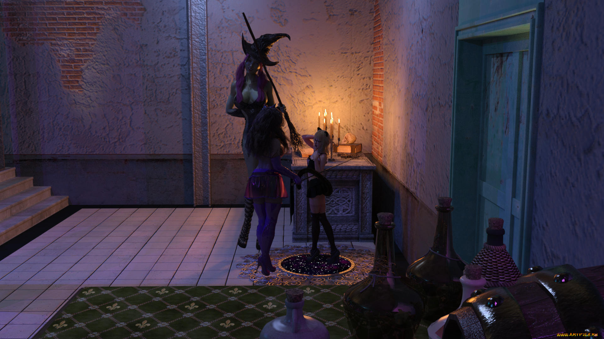 3д, графика, фантазия, , fantasy, фон, взгляд, девушки