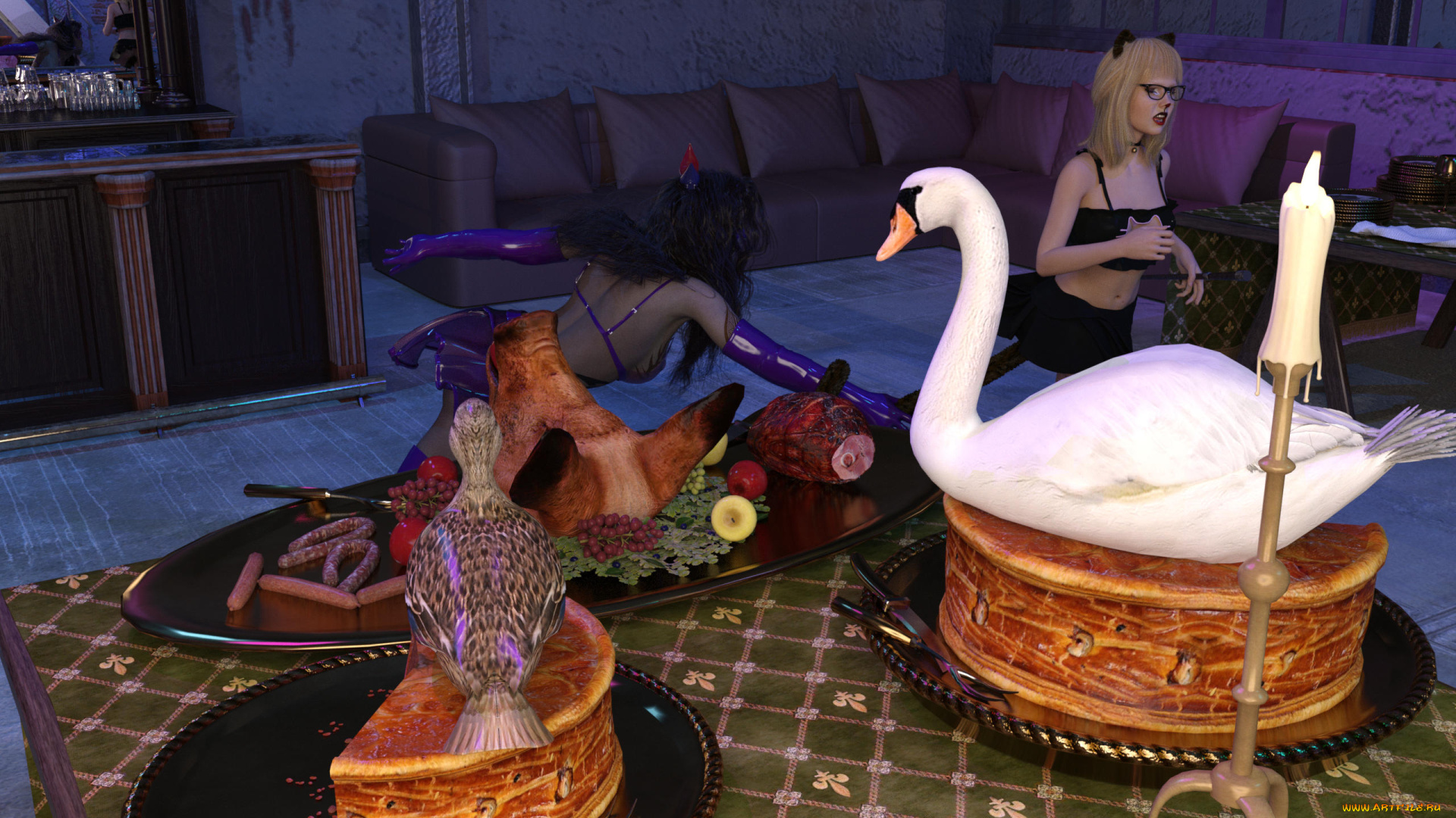 3д, графика, фантазия, , fantasy, фон, взгляд, девушки