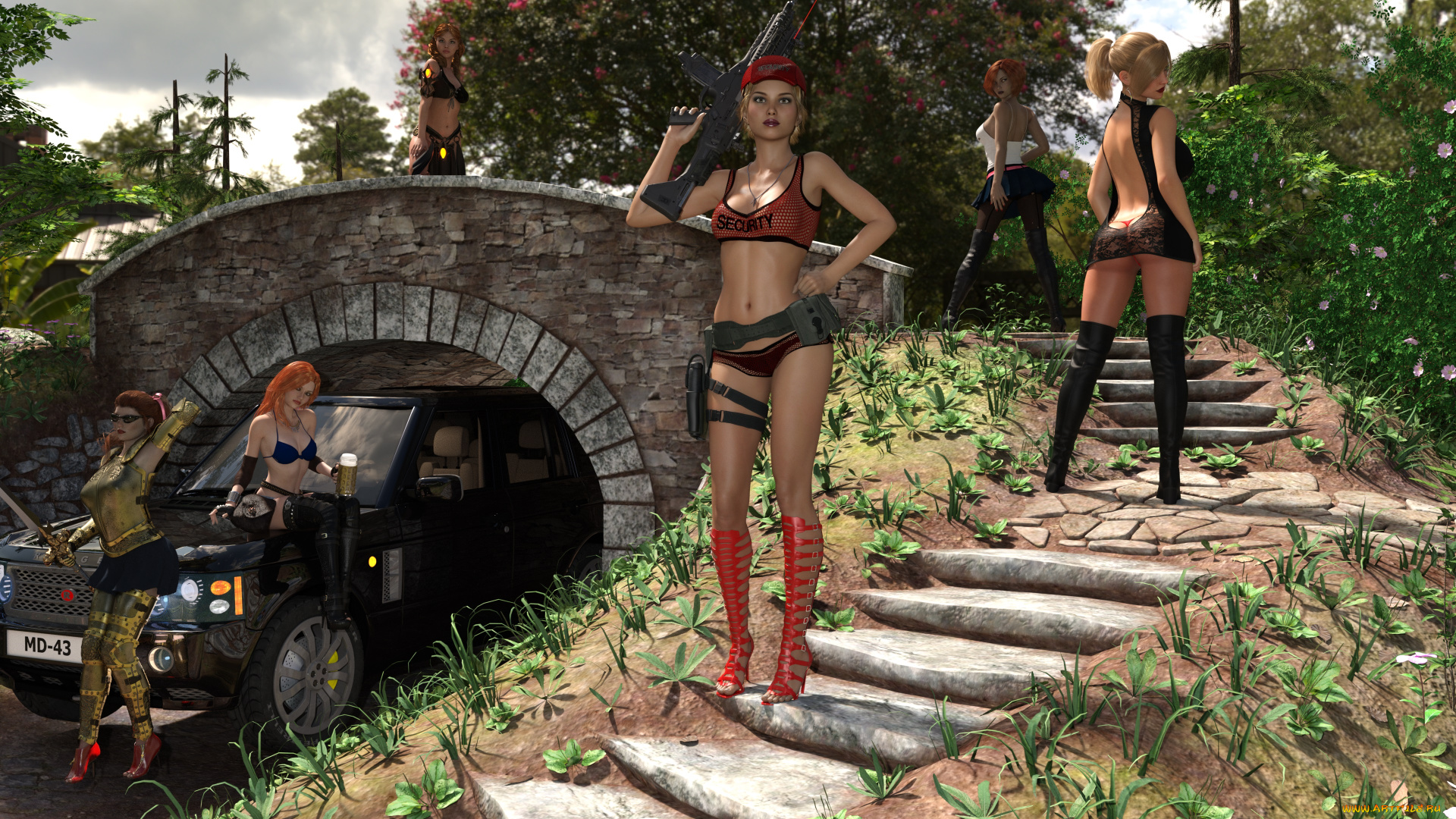 3д, графика, фантазия, , fantasy, взгляд, фон, девушки