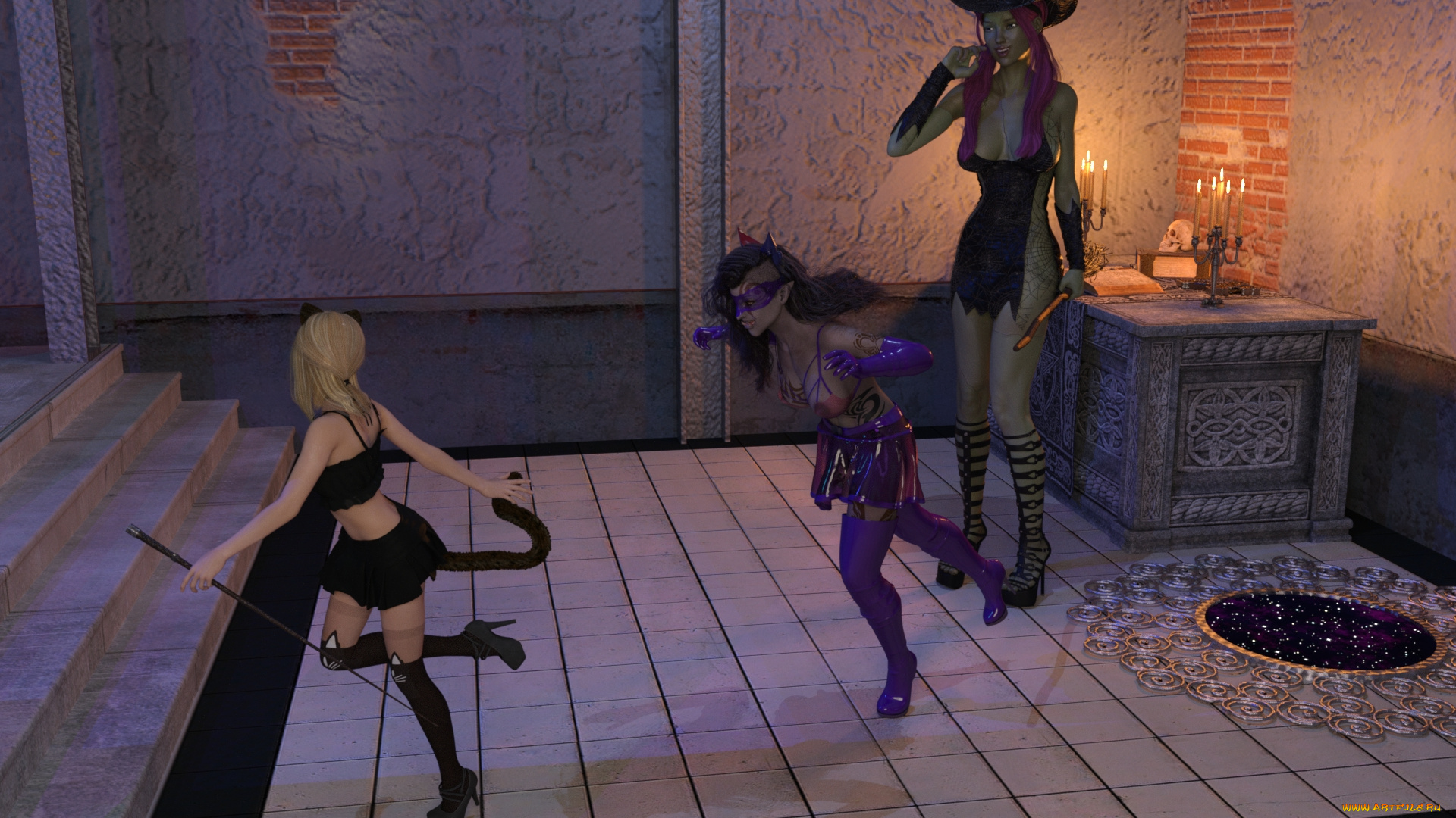 3д, графика, существа, , creatures, фон, взгляд, девушки