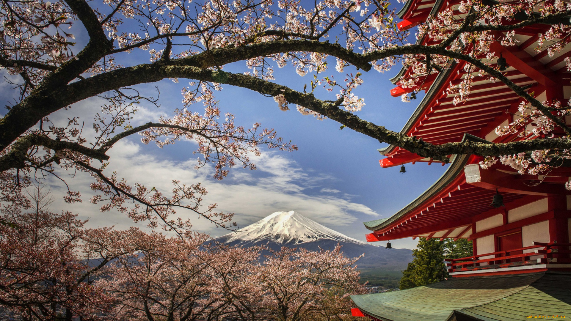 chureito, pagoda, japan, города, -, пейзажи, простор