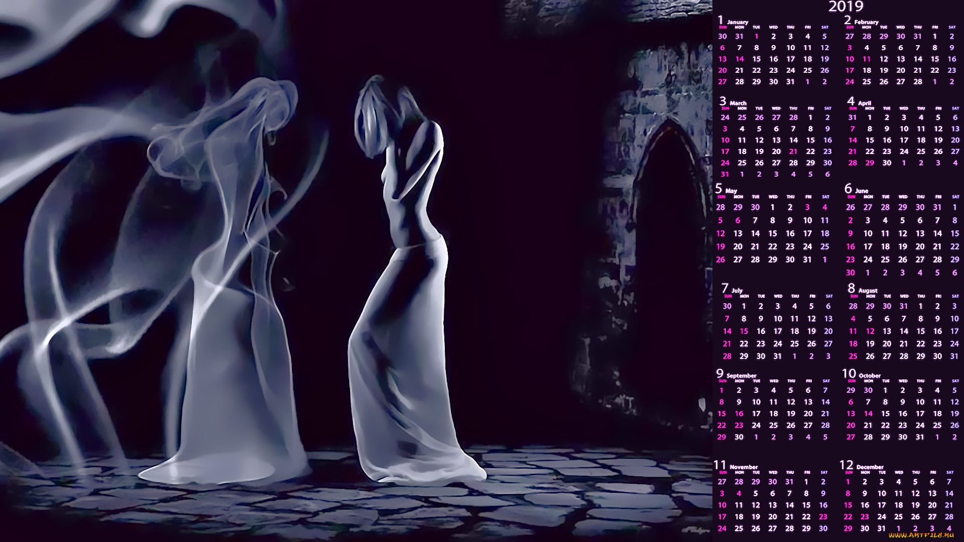 календари, фэнтези, профиль, силуэт, образ, девушка