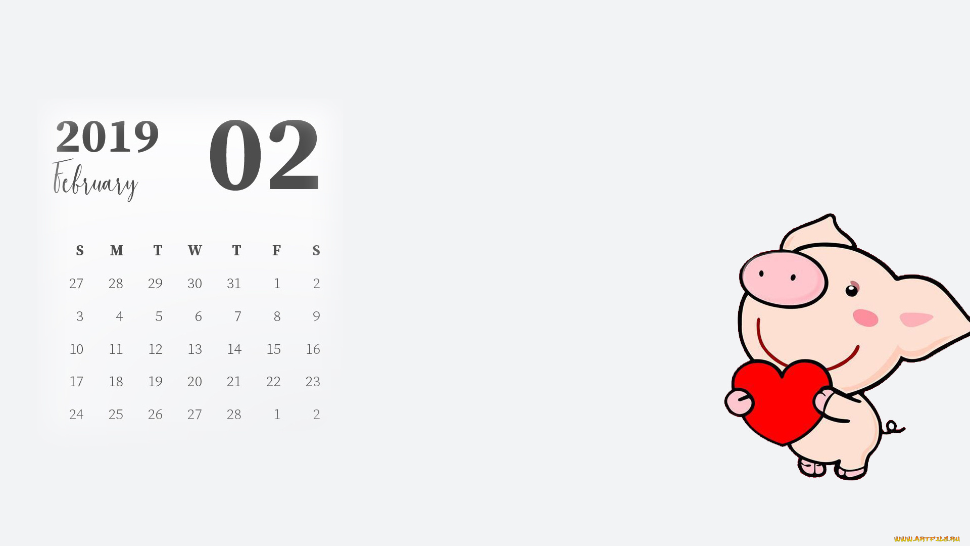 календари, рисованные, , векторная, графика, сердце, поросенок, свинья