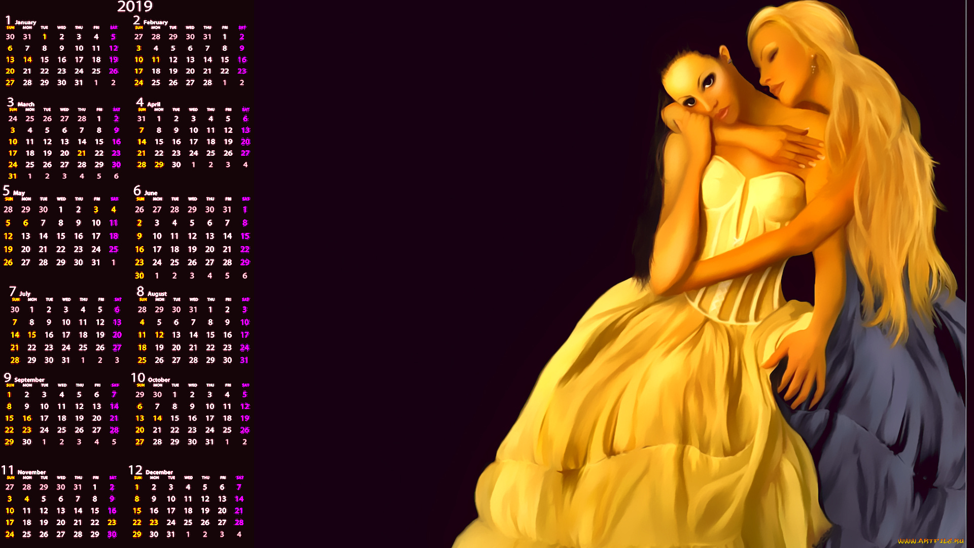 календари, рисованные, , векторная, графика, обьятие, ласка, двое, девушка