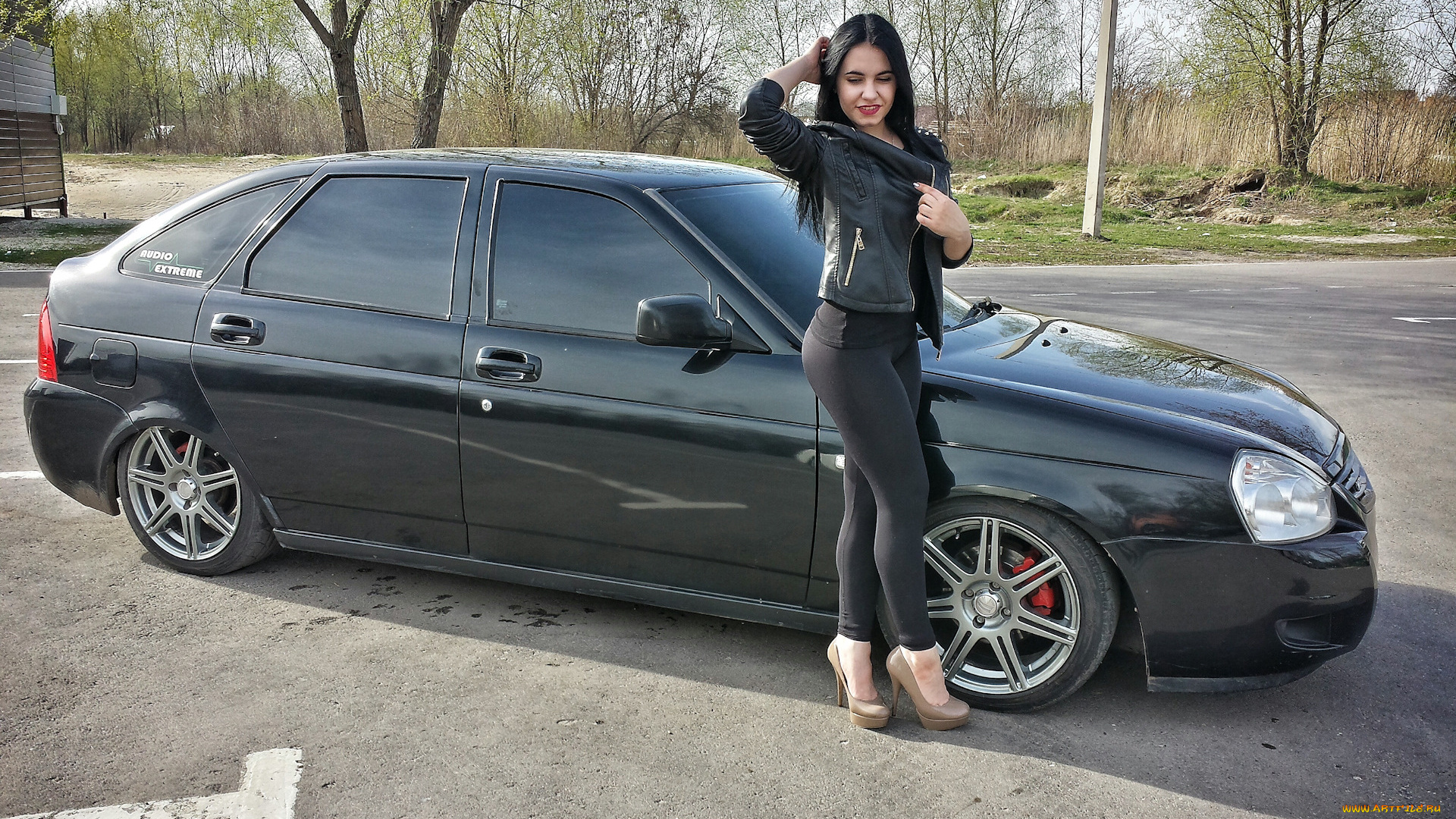 приора, автомобили, -авто, с, девушками, лада, ваз, автомобиль, девушка, брюнетка