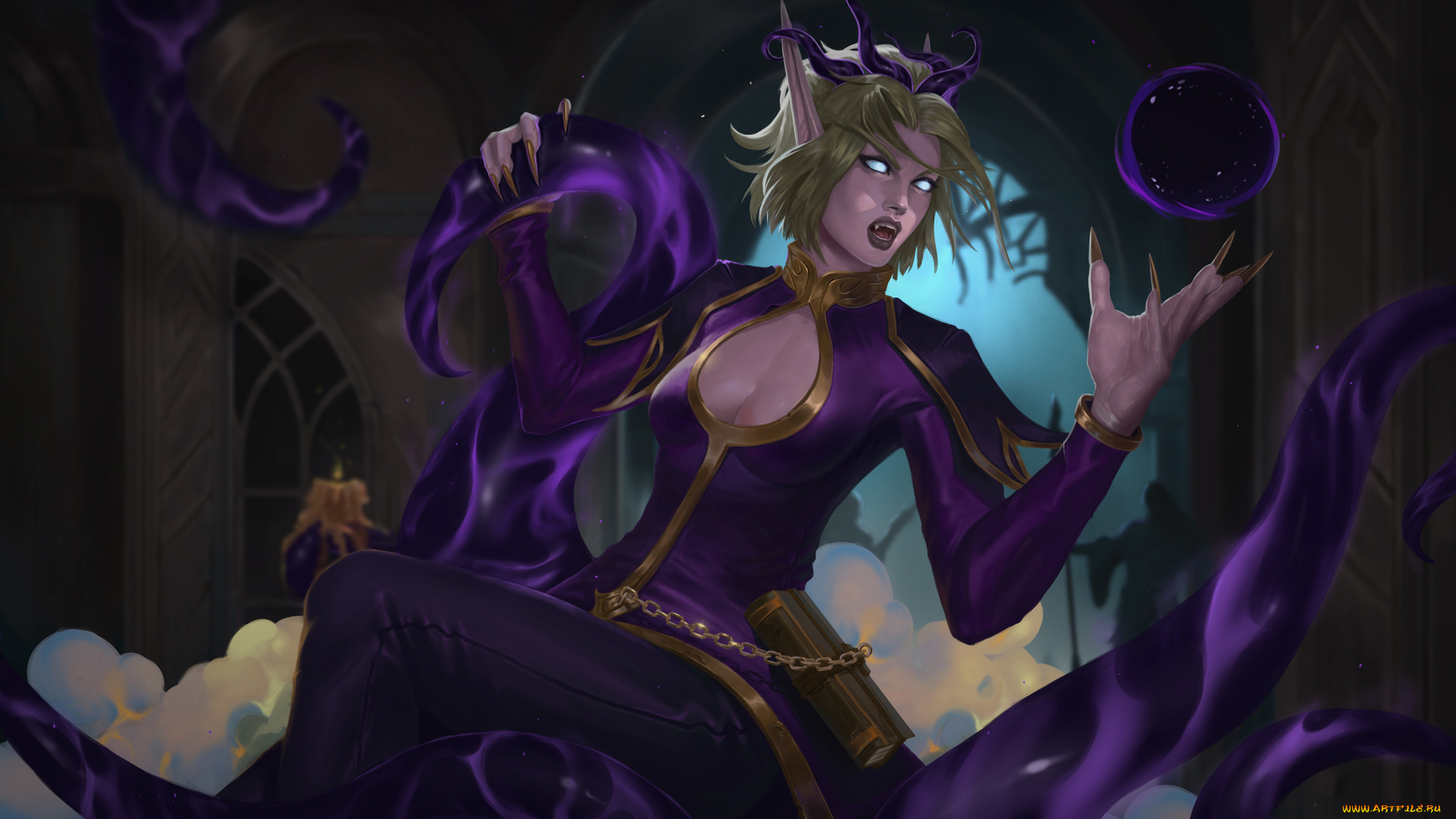 видео, игры, world, of, warcraft, девушка, фон, униформа, магия