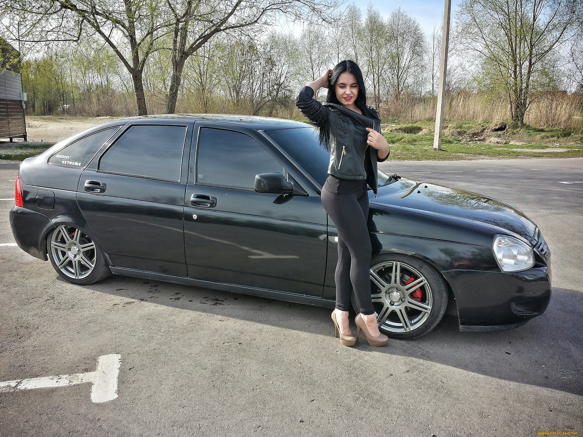 приора, автомобили, -авто, с, девушками, лада, ваз, автомобиль, девушка, брюнетка