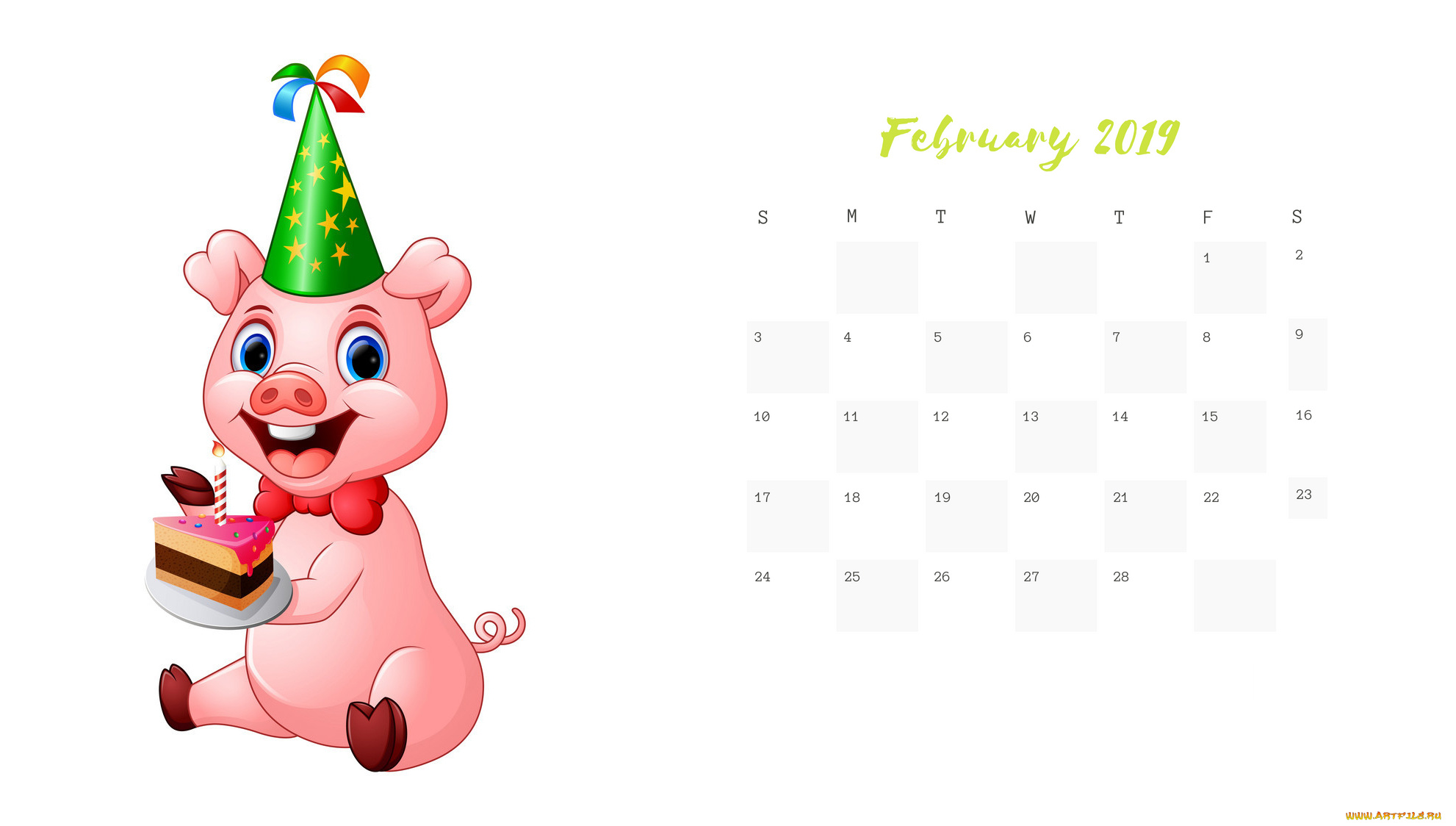 календари, рисованные, , векторная, графика, свинья, порция, свеча, поросенок, колпак