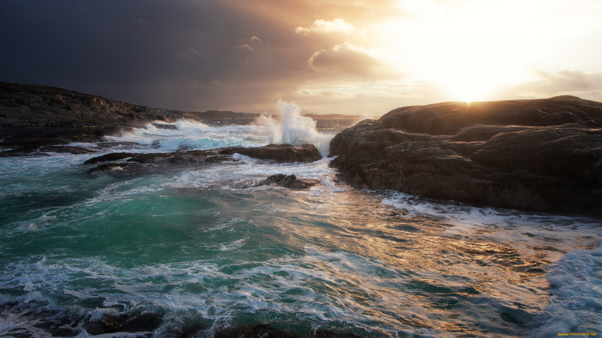 природа, побережье, простор