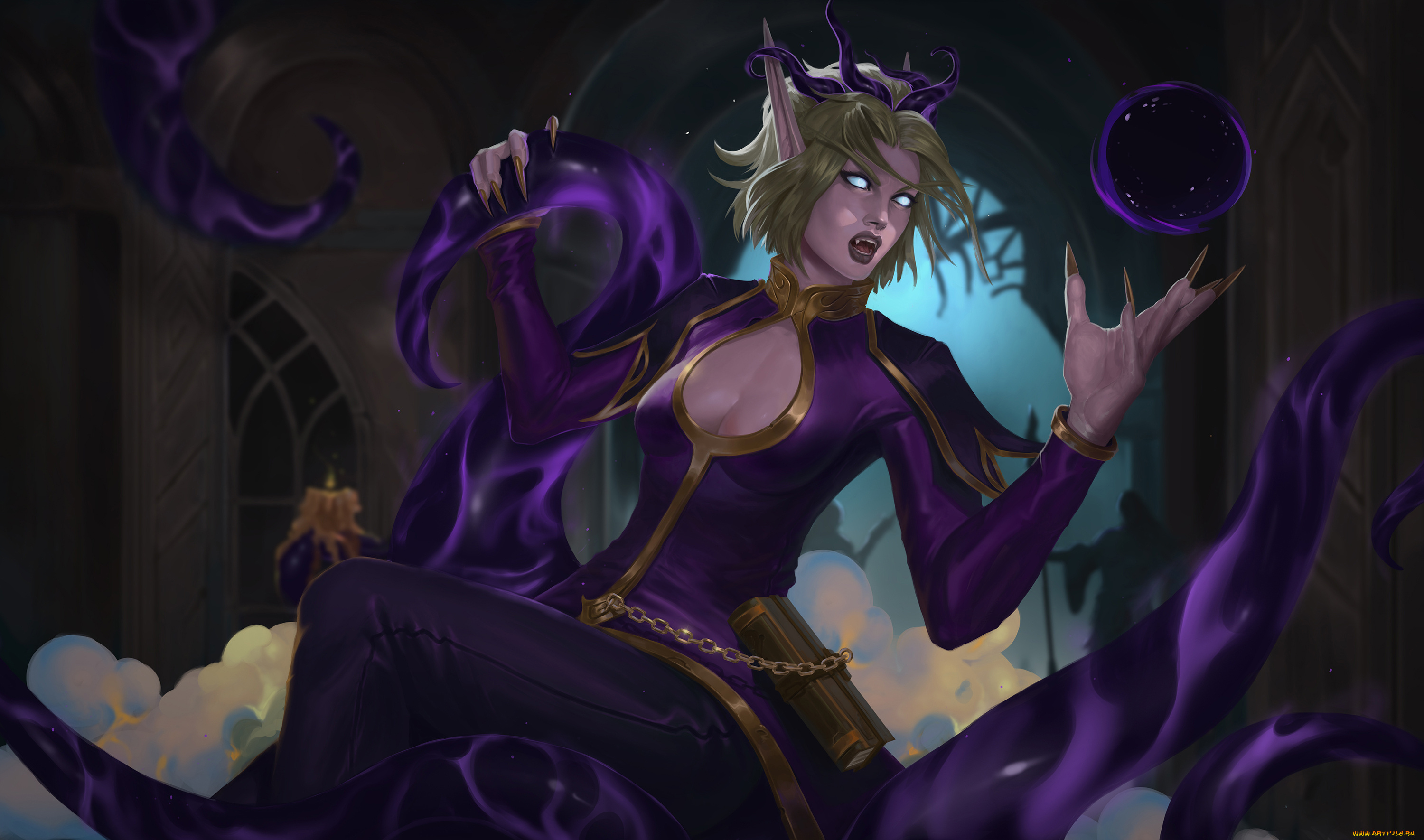 видео, игры, world, of, warcraft, девушка, фон, униформа, магия