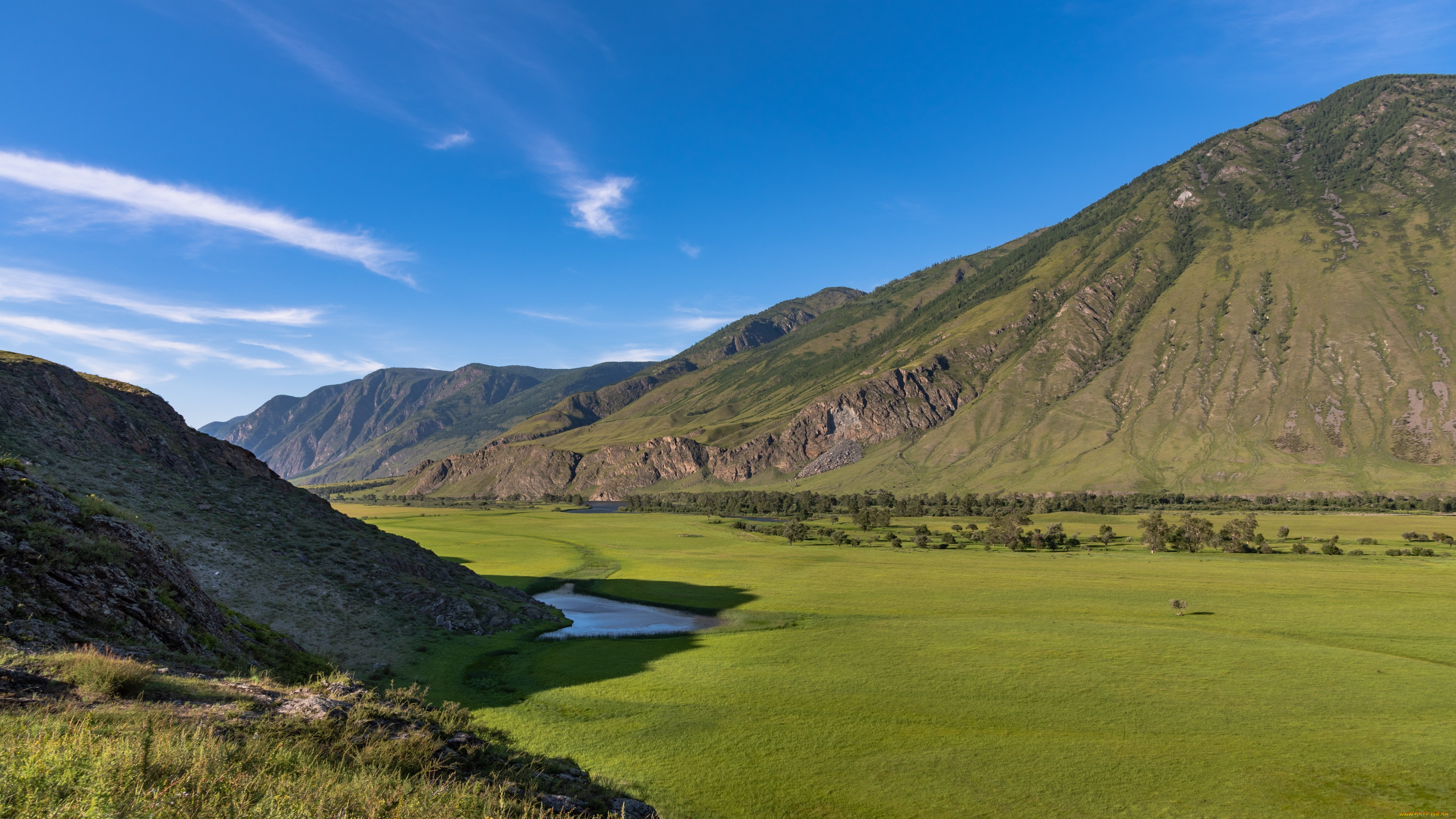 природа, пейзажи, река, холмы