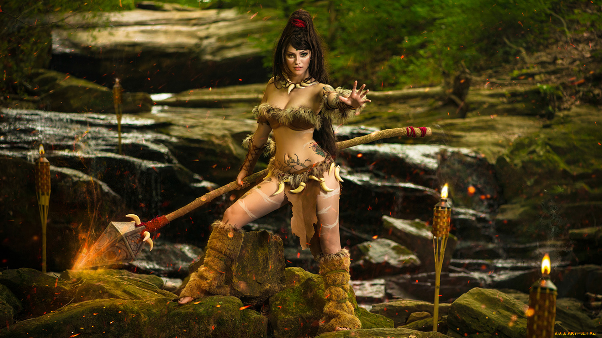 фэнтези, фотоарт, девушка, амазонка, посох, магия, волшебство