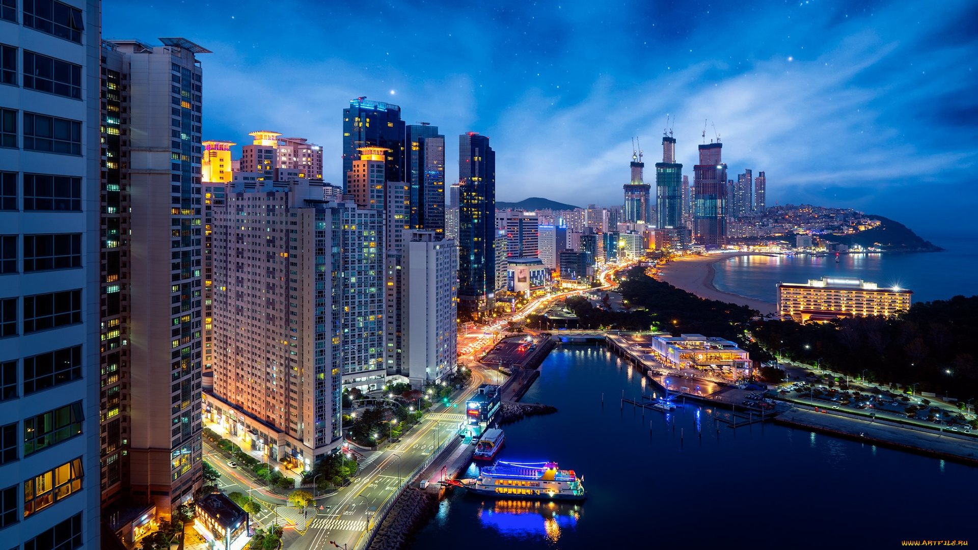 города, -, панорамы, пусан, южная, корея