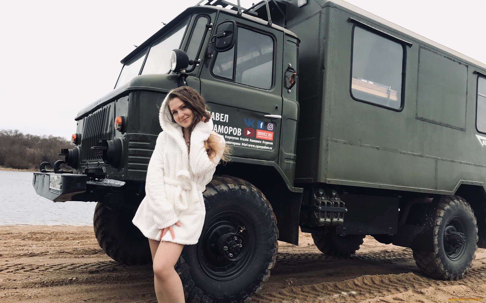 автомобили, -авто, с, девушками, газ-66