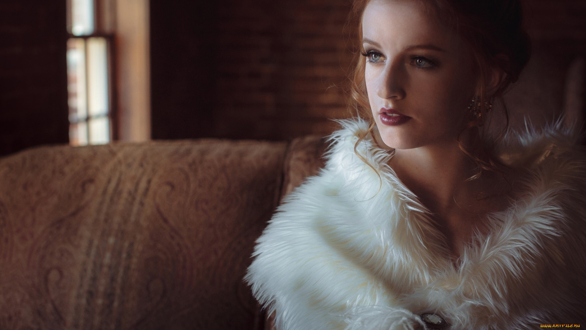 девушки, -, рыжеволосые, и, разноцветные, серьги, брошь, боа, mackenzie, deighan