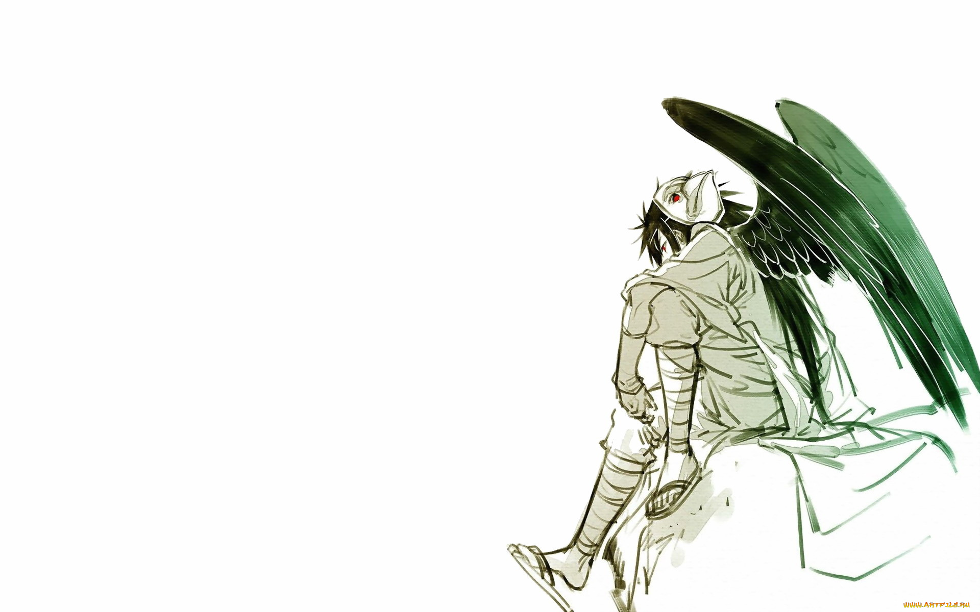 аниме, naruto, учиха, мадара, маска, крылья, тенгу