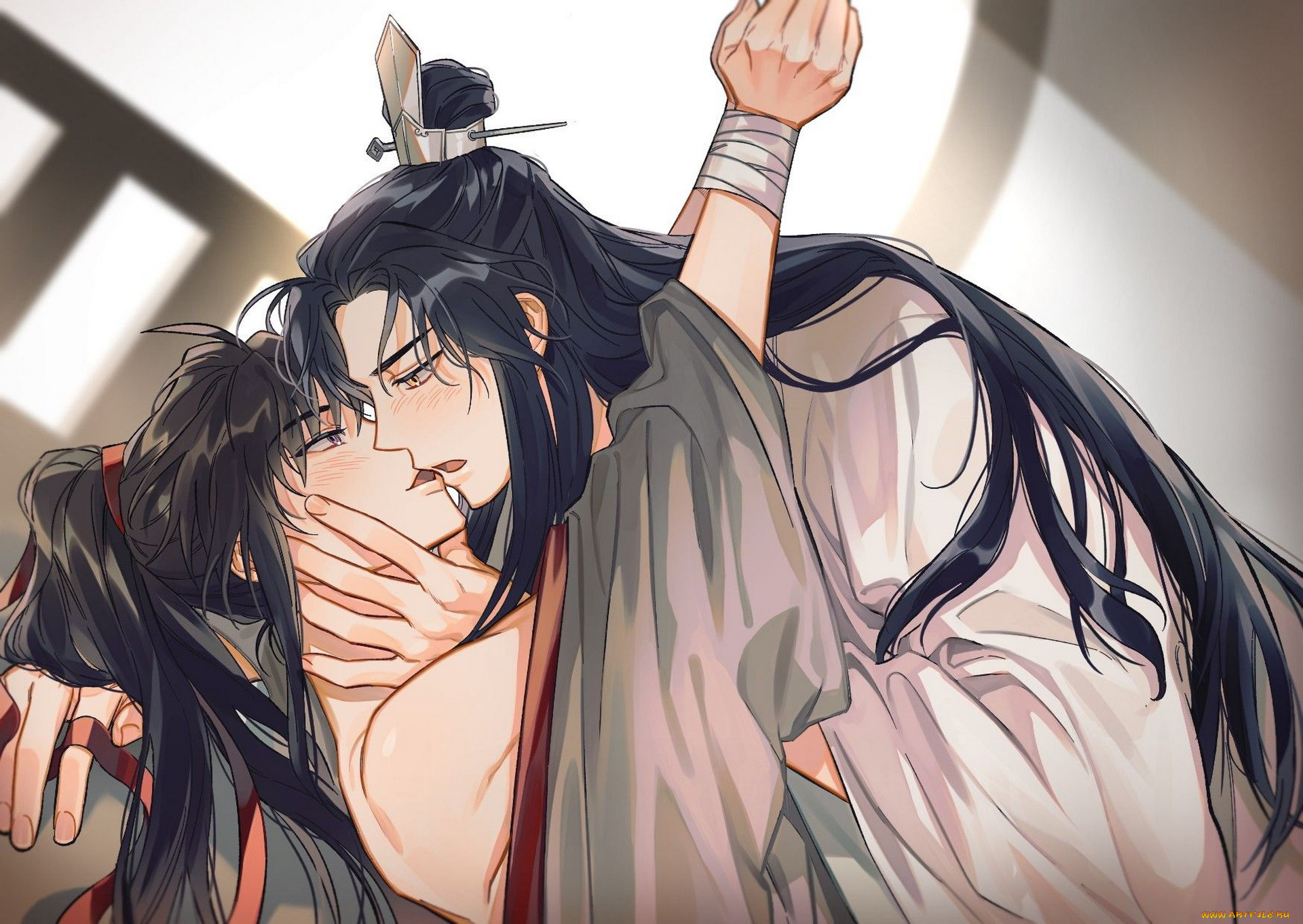 аниме, mo, dao, zu, shi, лань, ванцзи, вэй, усянь, поцелуй