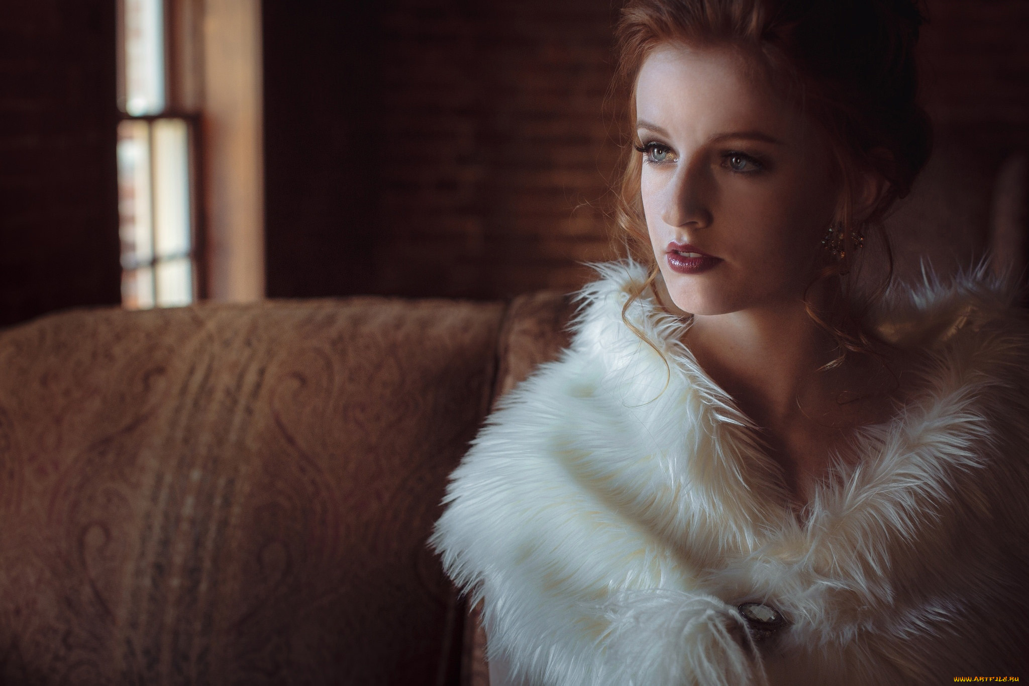 девушки, -, рыжеволосые, и, разноцветные, серьги, брошь, боа, mackenzie, deighan