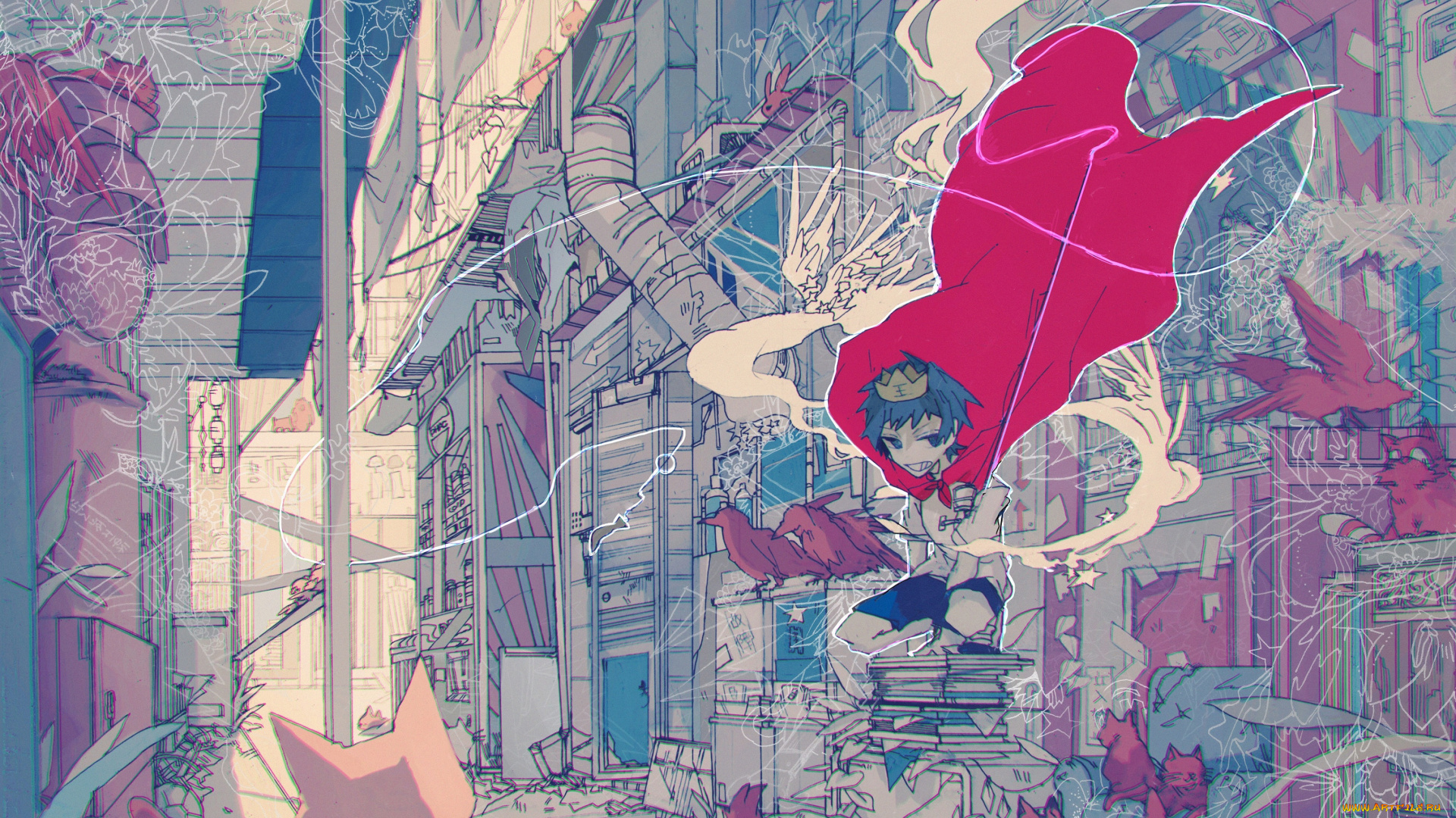 аниме, город, , улицы, , интерьер, , здания, принц