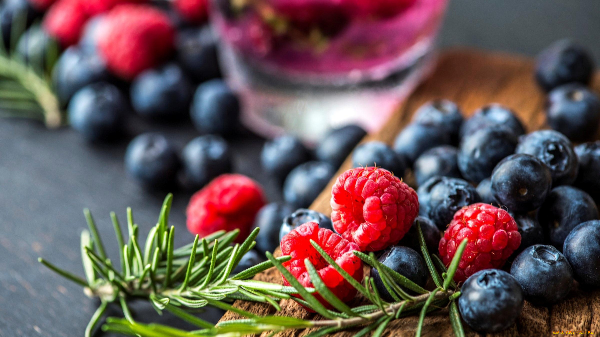 еда, фрукты, , ягоды, розмарин, малина, черника