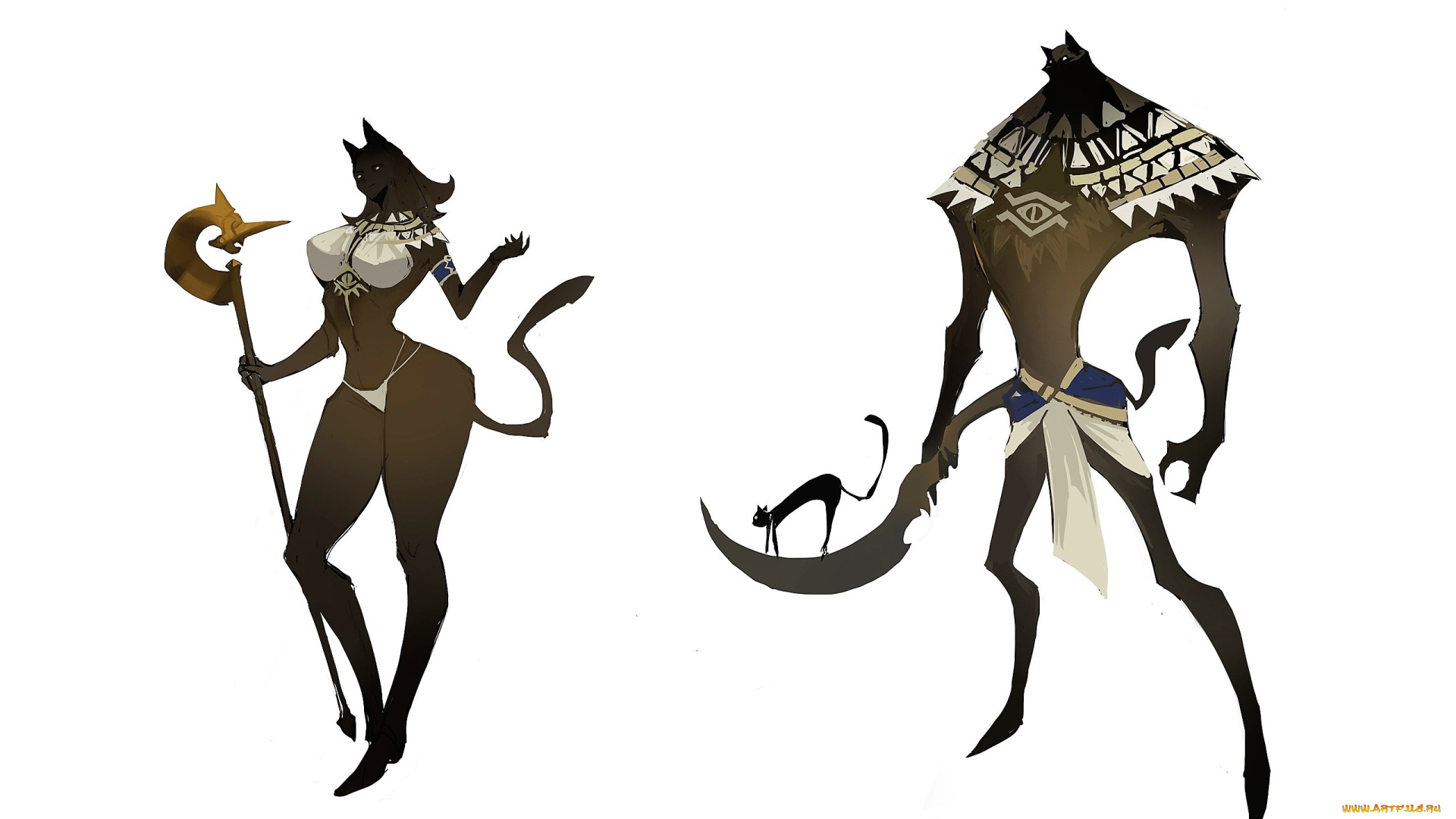 фэнтези, существа, женщина, мужчина, оружие, кошка