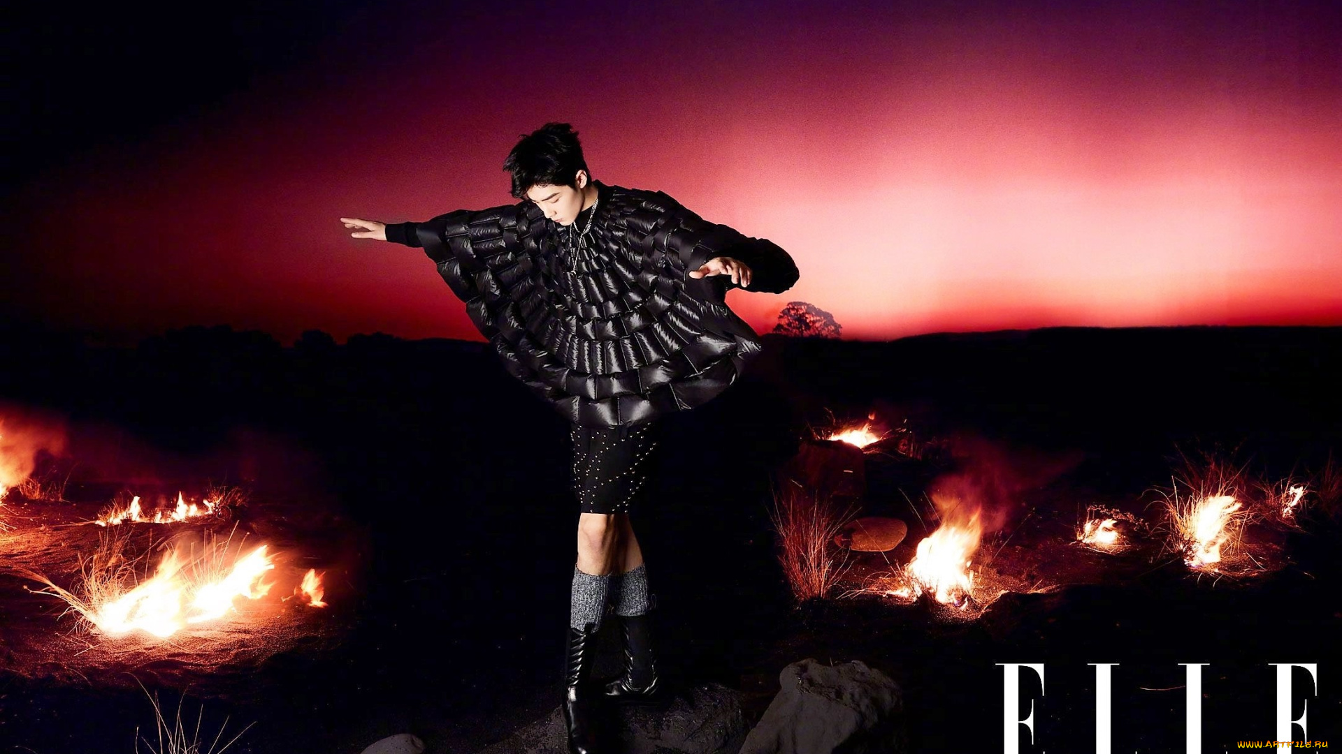 мужчины, xiao, zhan, куртка, шорты, сапоги, степь, костры