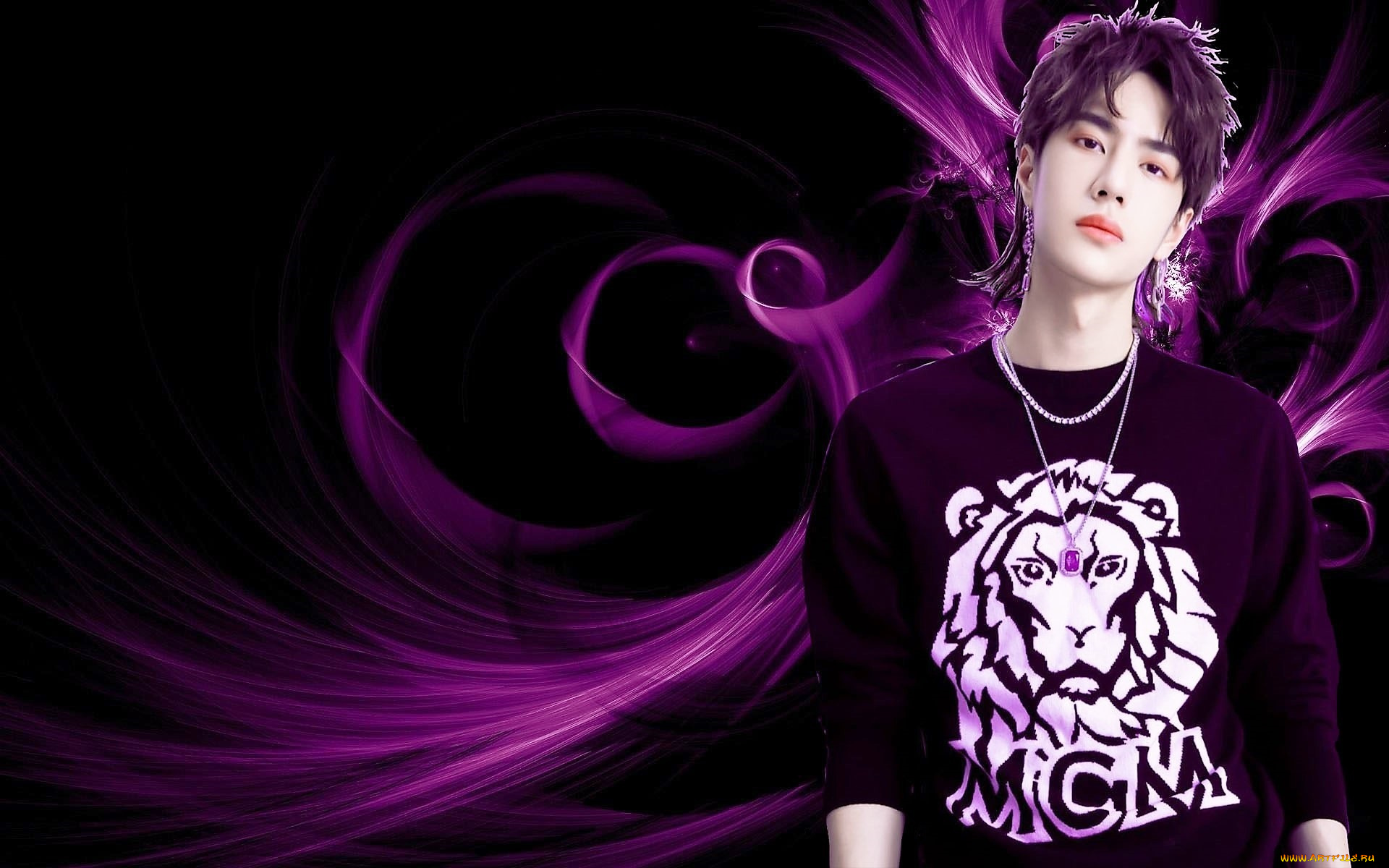 мужчины, wang, yi, bo, актер, певец, свитер, украшения