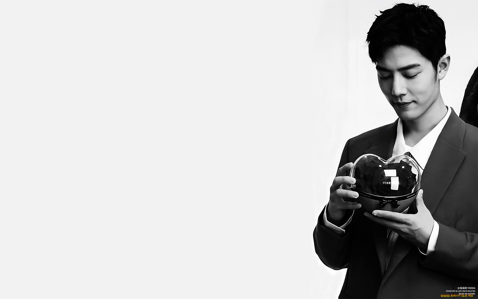 мужчины, xiao, zhan, актер, пиджак, сердечко, коробка