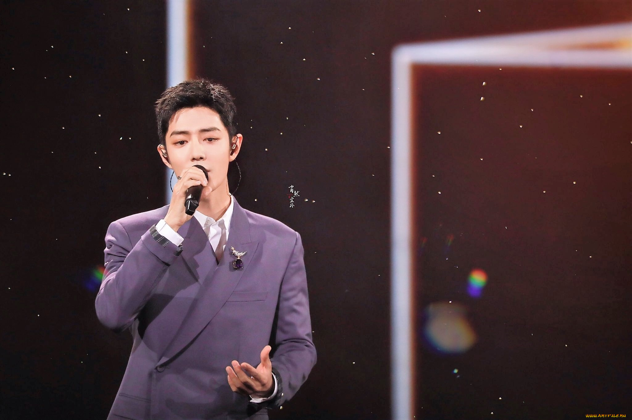 мужчины, xiao, zhan, актер, певец, пиджак, микрофон, сцена