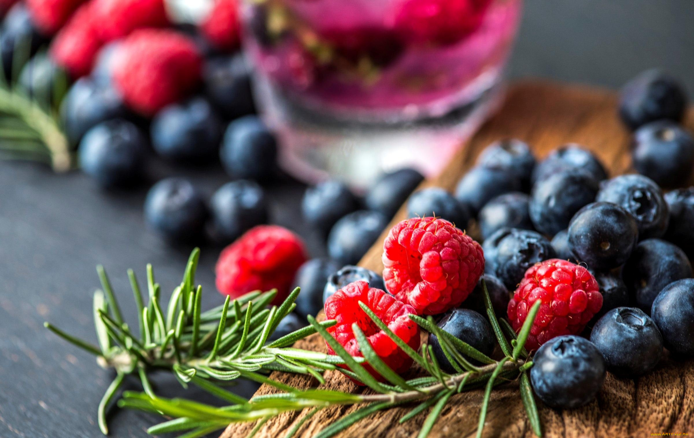 еда, фрукты, , ягоды, розмарин, малина, черника