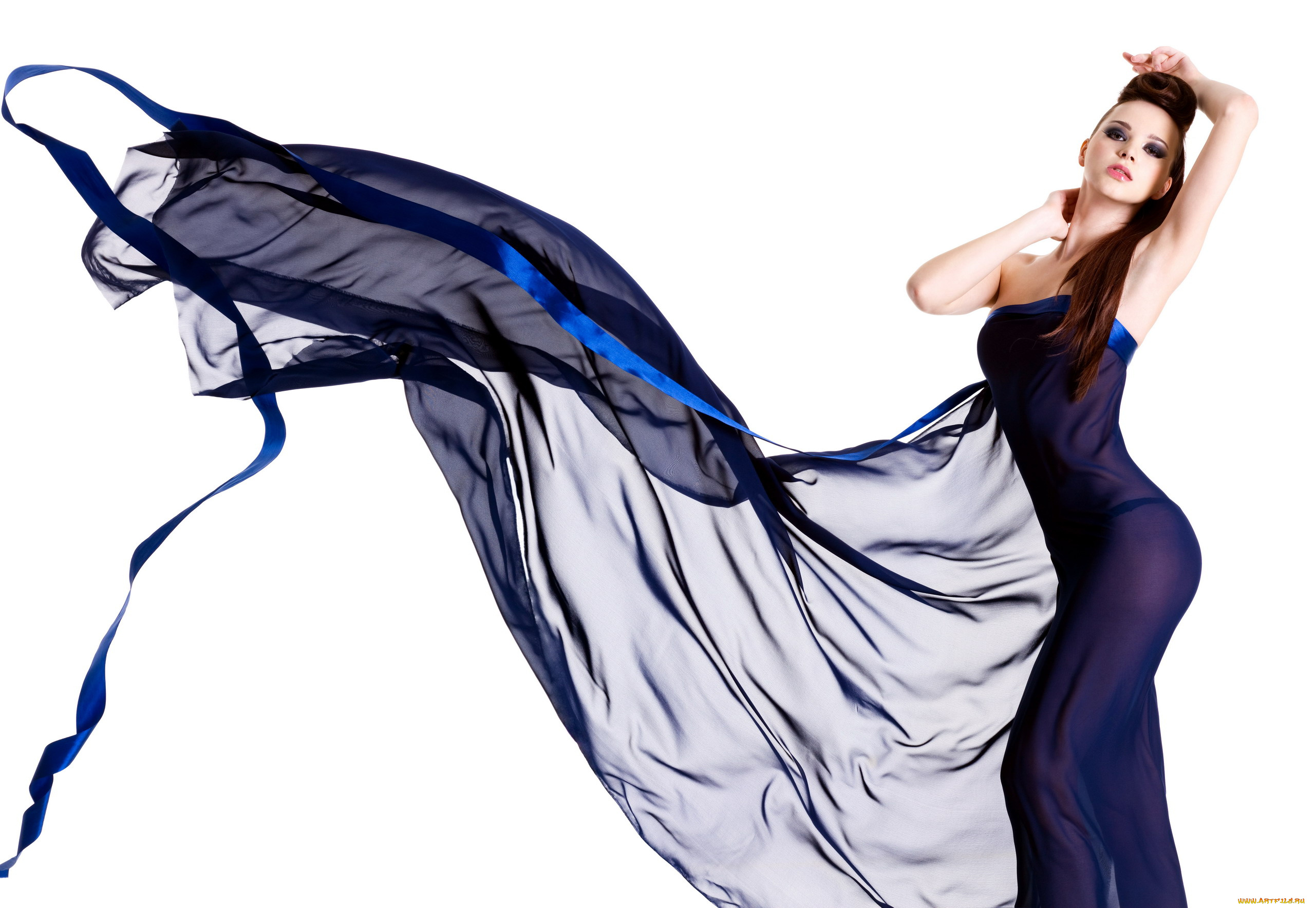 девушки, -, брюнетки, , шатенки, брюнетка, синее, платье