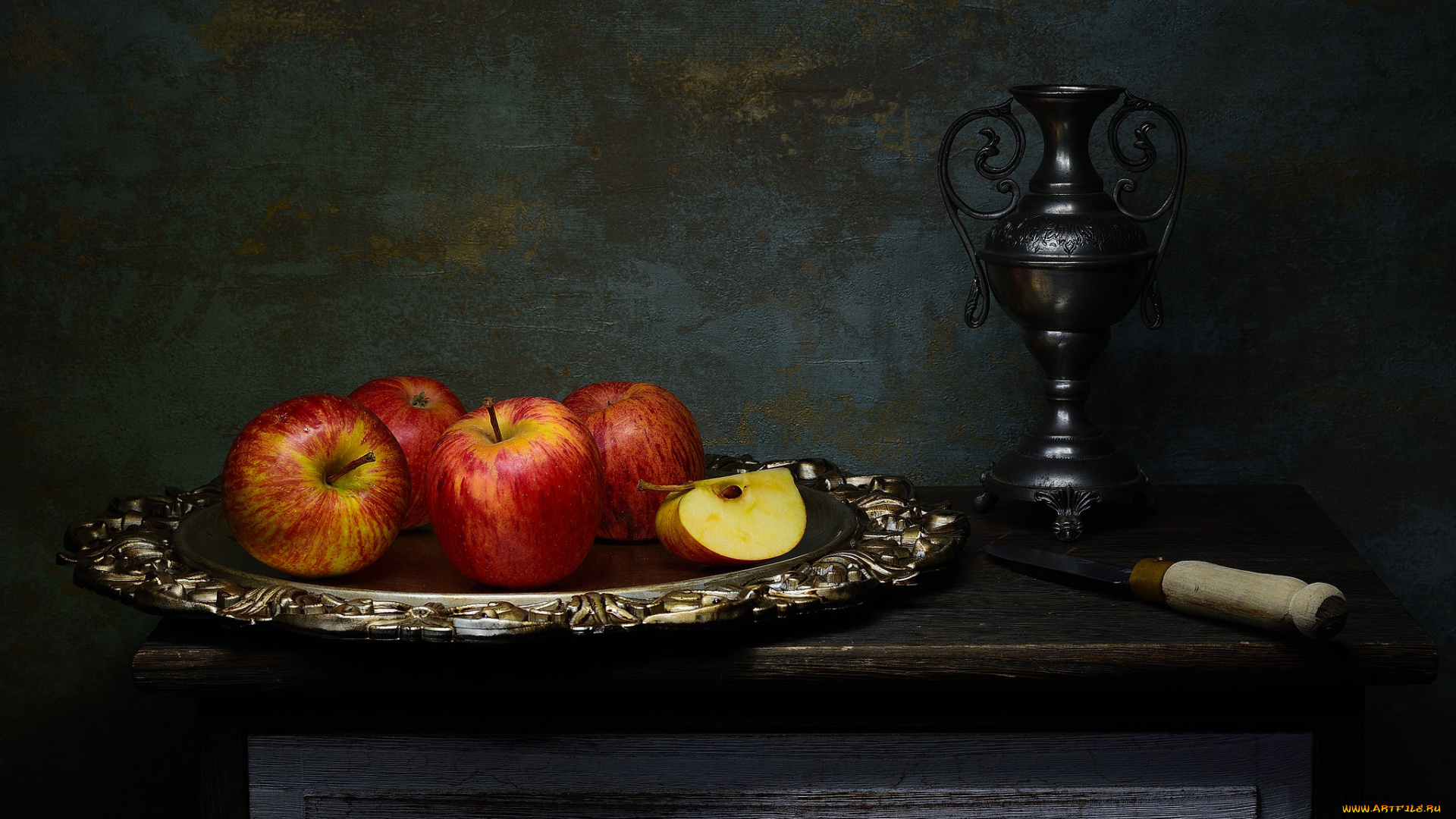 еда, яблоки, натюрморт, фон, темный