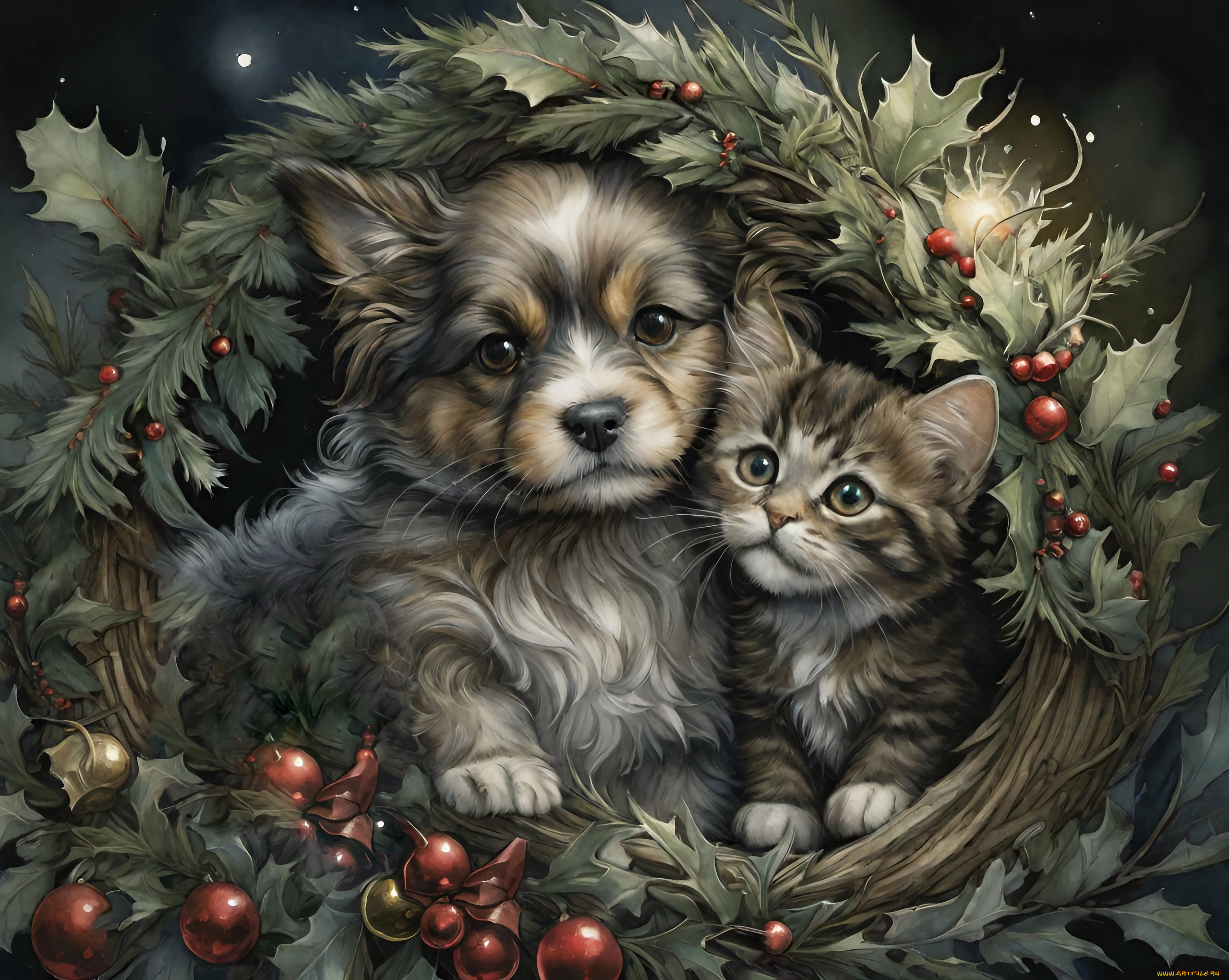 праздничные, -, разное, , новый, год, кот, кошка, собака