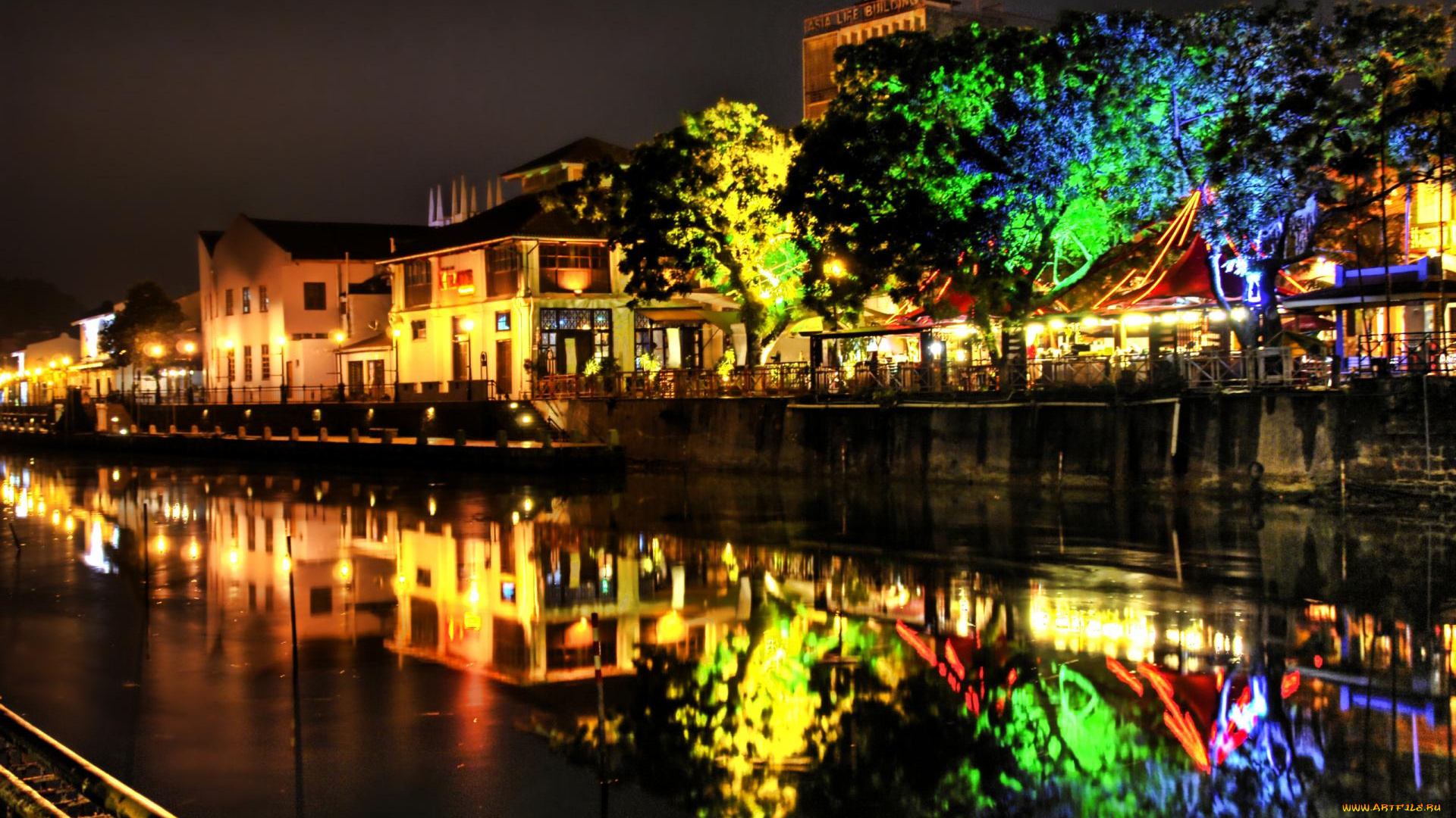 города, огни, ночного