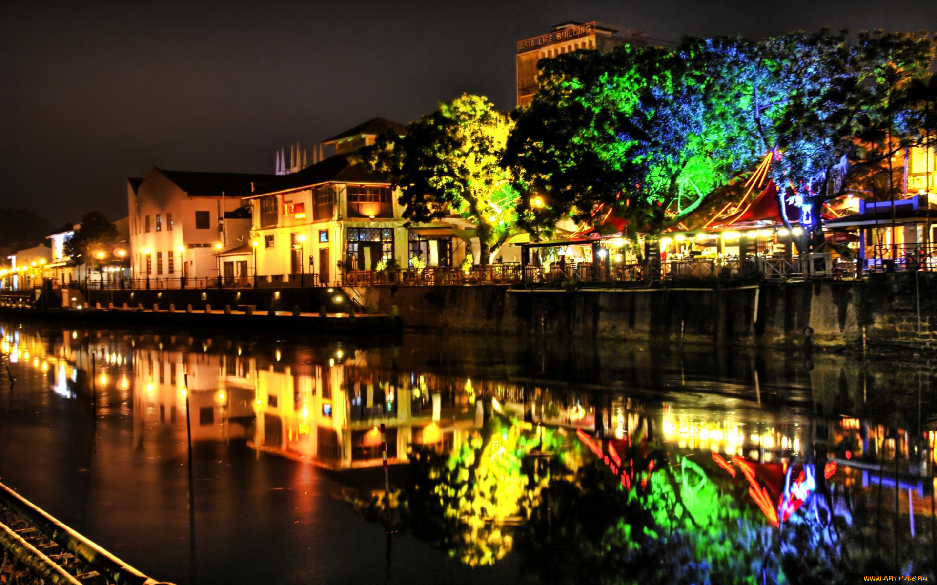 города, огни, ночного