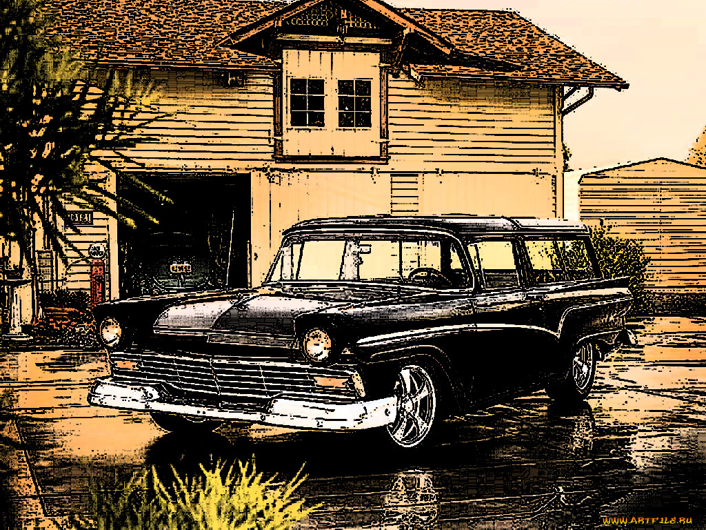 автомобили, рисованные