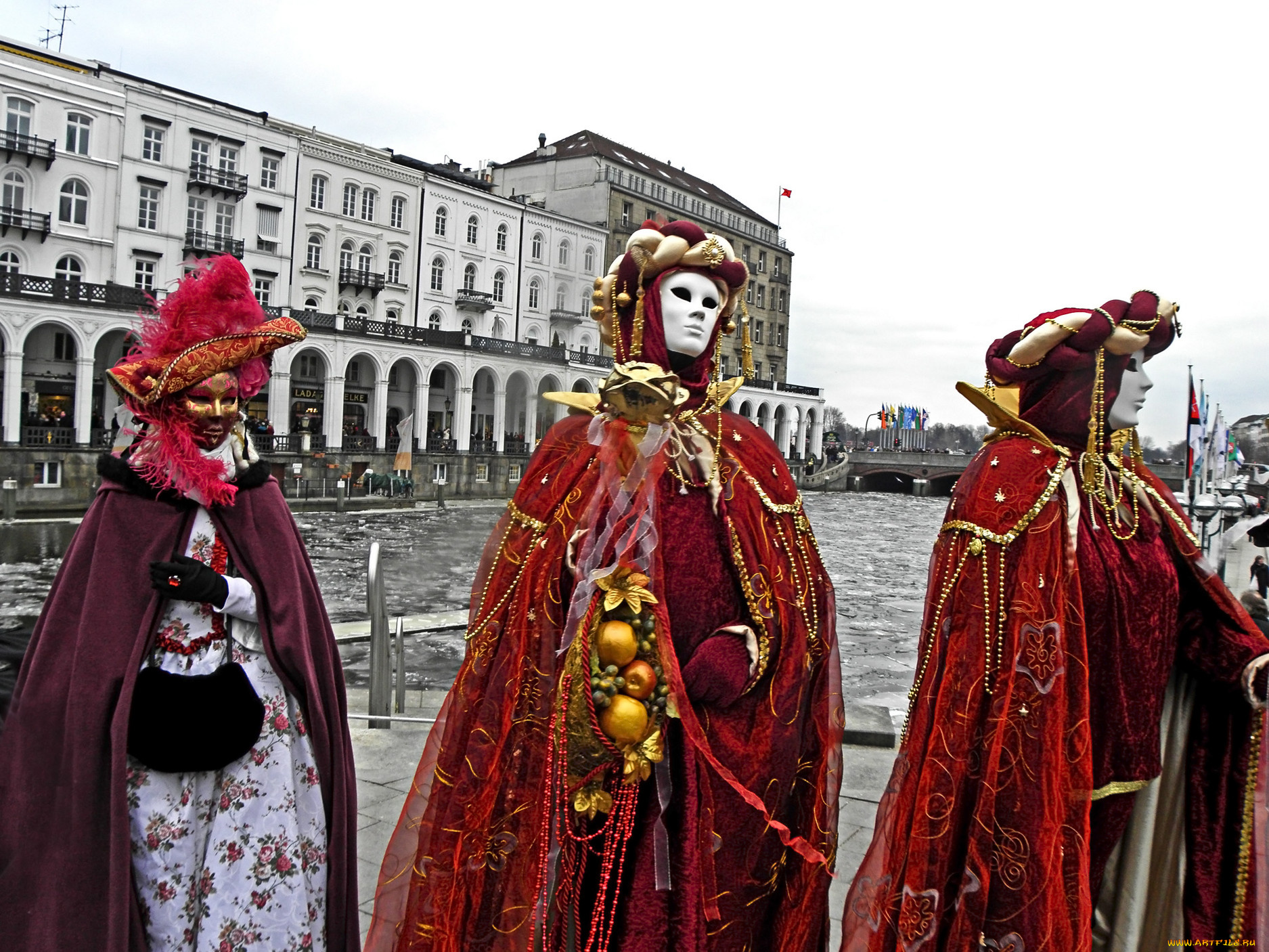 разное, маски, карнавальные, костюмы, дом, река