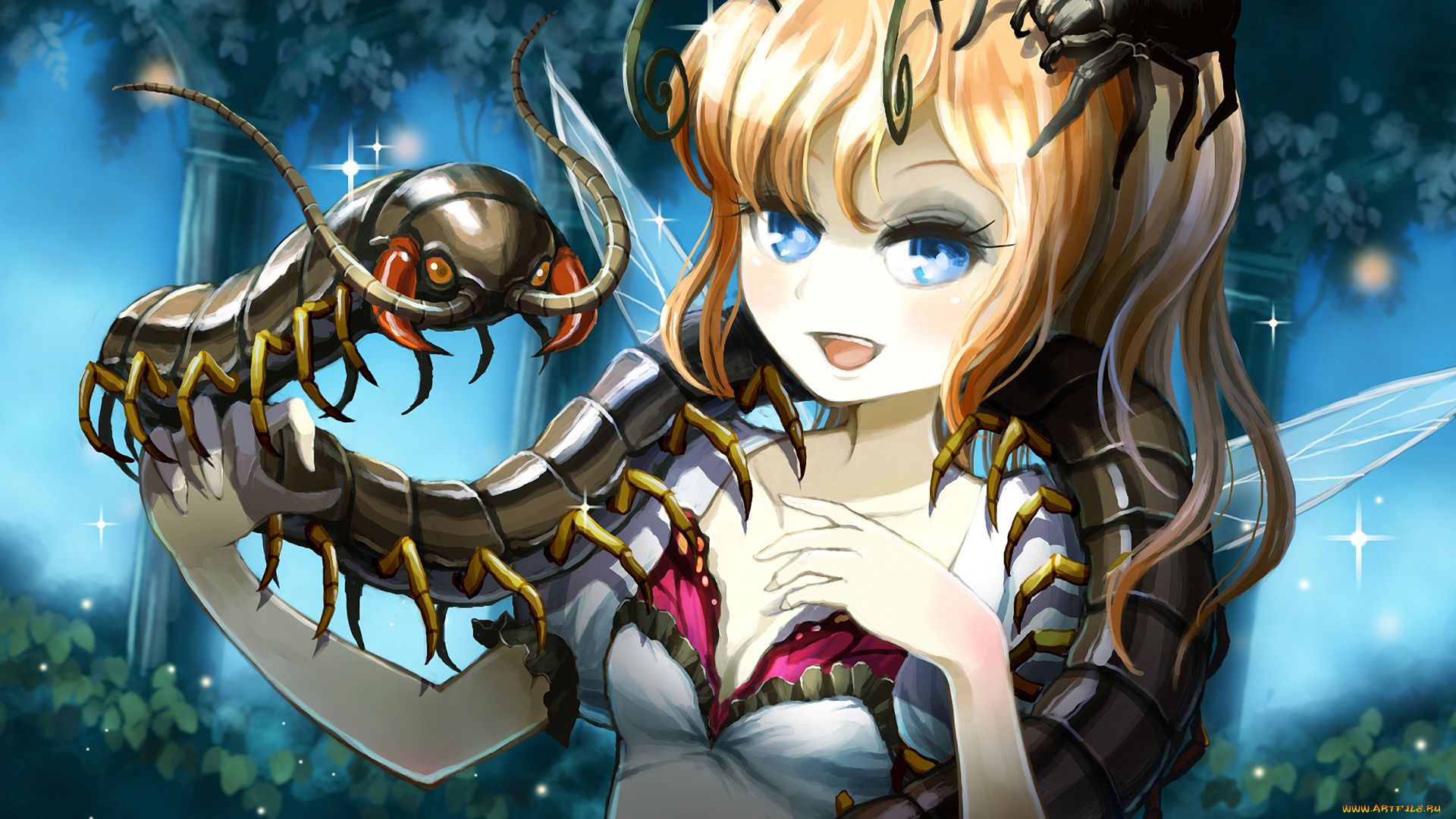 аниме, -angels, &, demons, фентези, девочка, сороконожка, насекомые